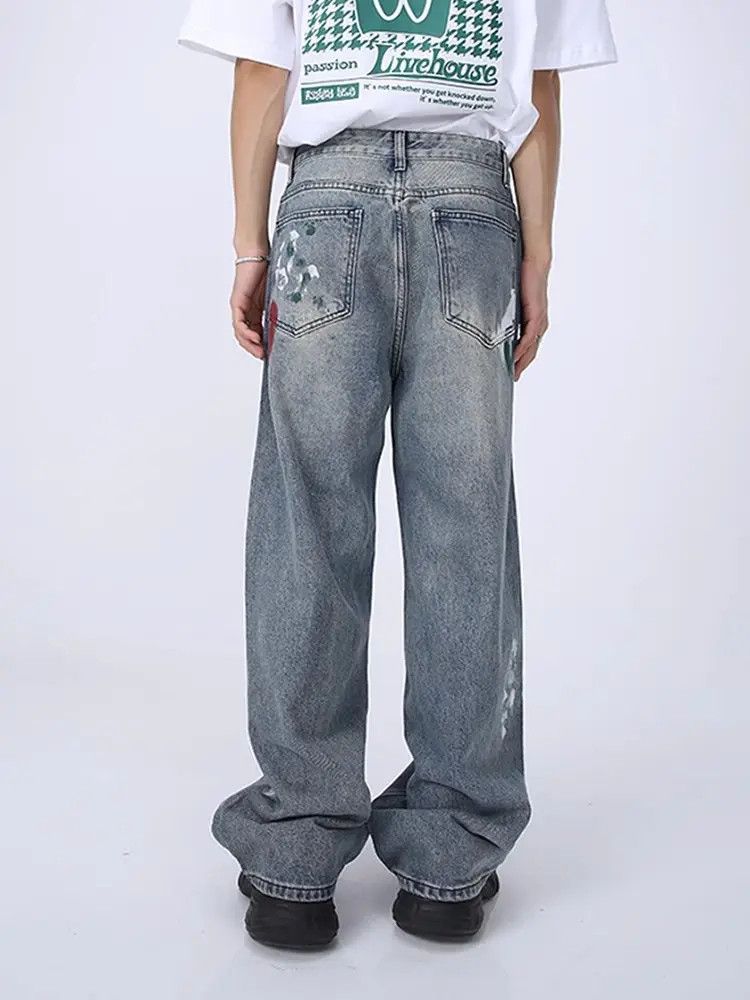 Japanese Brand Retro loose wide leg ripped jeans Size US 34 / EU 50 - 6 Thumbnail