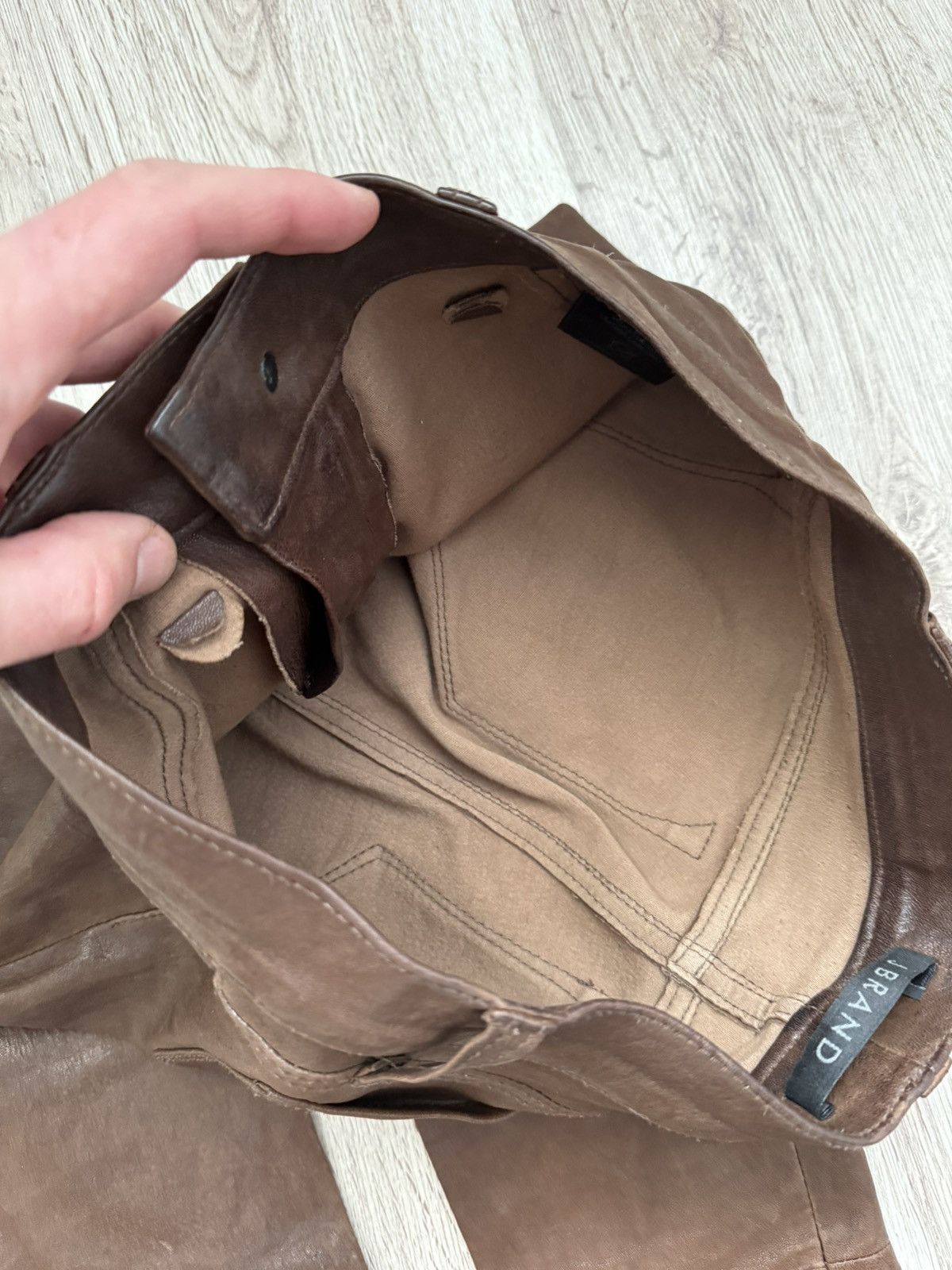 J Brand J Brand Brown Stretch Lamb Leather Zip Pants Size 25 Size 25" / US 0 / IT 36 - 20 Thumbnail