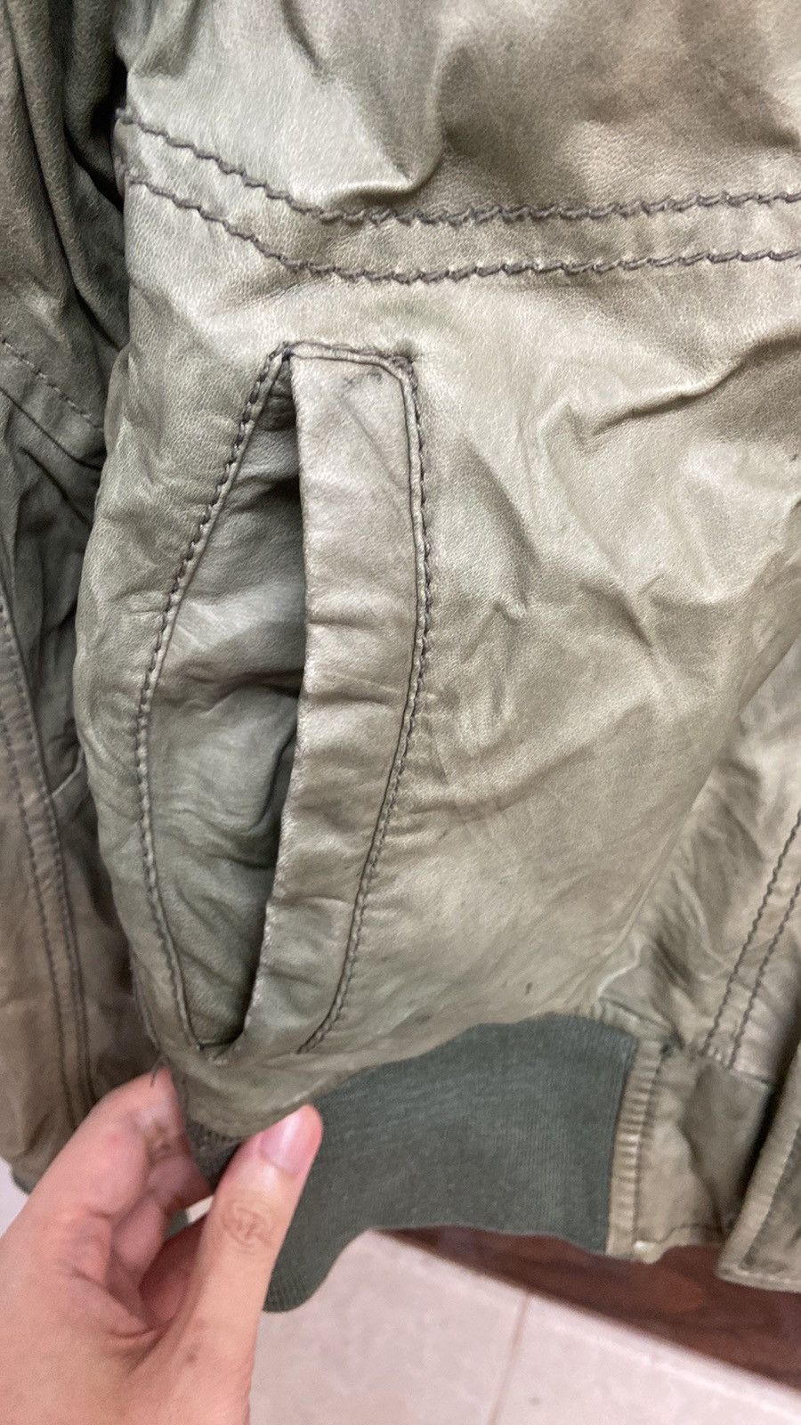 Diesel × Vintage Vintage Diesel Men's Lamb Leather Green Jacket Size US L / EU 52-54 / 3 - 5 Thumbnail