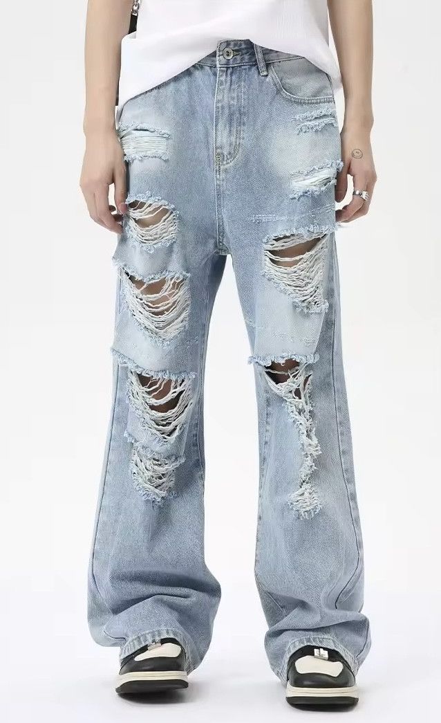 Japanese Brand × Jean Ripped Distressed Baggy Jeans Size US 30 / EU 46 - 2 Thumbnail
