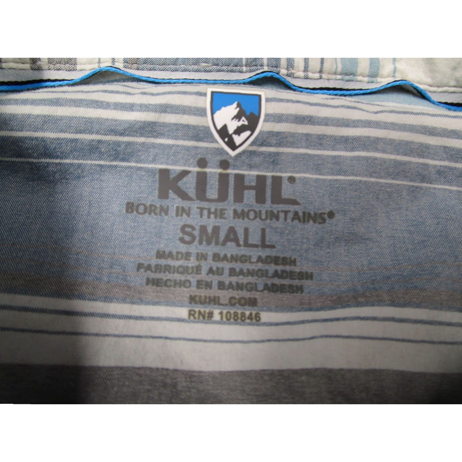 Logo 7 VINTAGE Kuhl Men's Shirt Short Sleeve Button-Up Casual Outdoor Blue Striped 2010s Size US S / EU 44-46 / 1 - 3 Thumbnail
