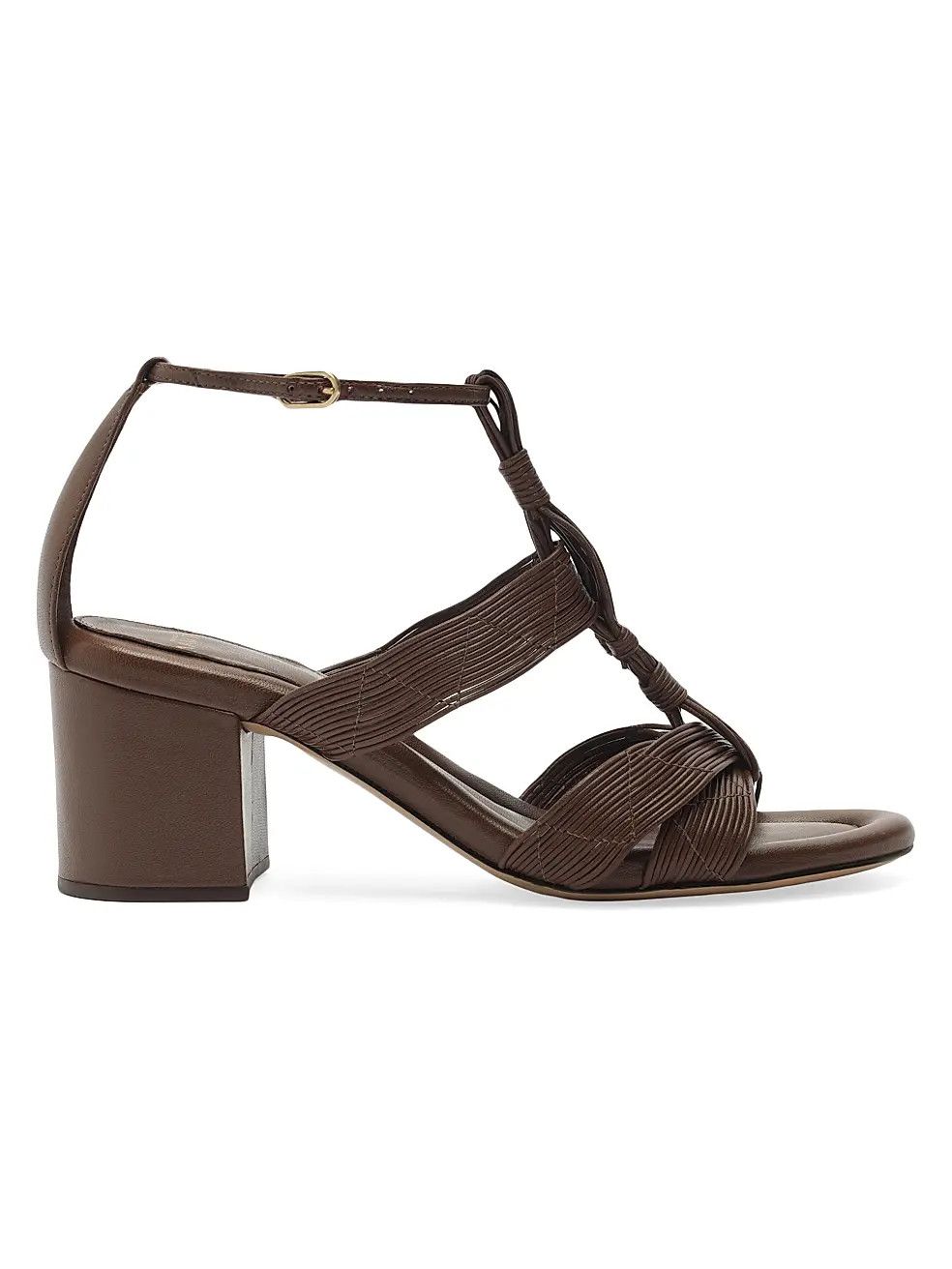 Alexandre Birman os11x1225 Olga 60MM Leather Block-Heel Sandals in Rich Brown Size US 9 / IT 39 - 1 Thumbnail