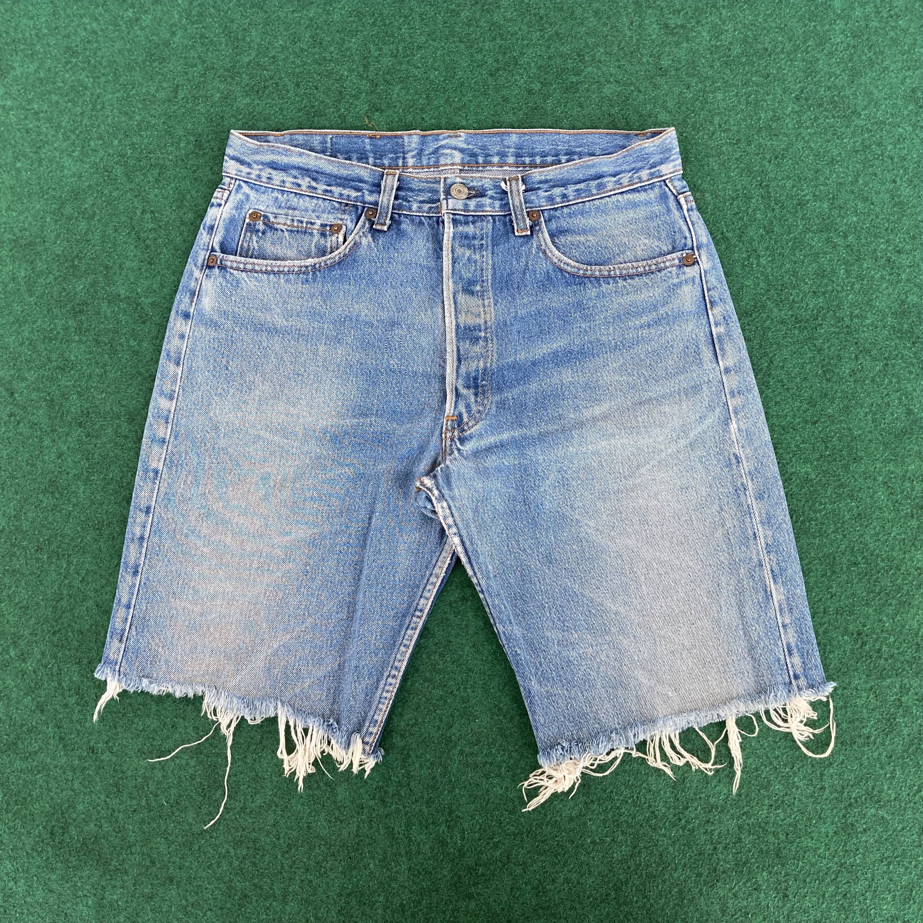 Levi's × Vintage Vtg Levis 501 Short Distressed Faded Ripped Grunge Jeans Size US 31 - 1 Thumbnail