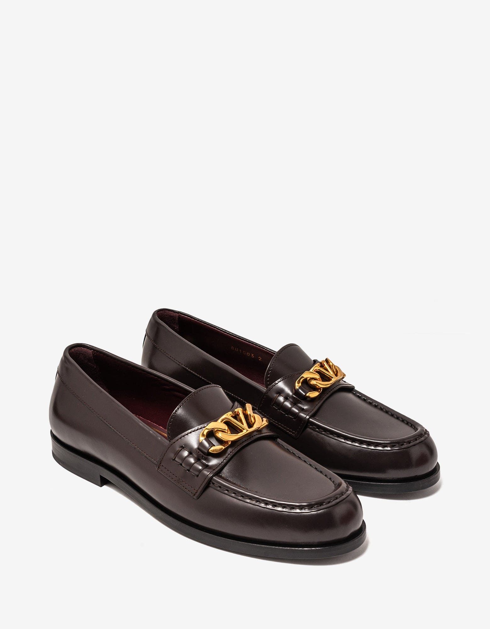 Valentino Brown VLogo Chain Loafers Size US 9 / EU 42 - 1 Thumbnail