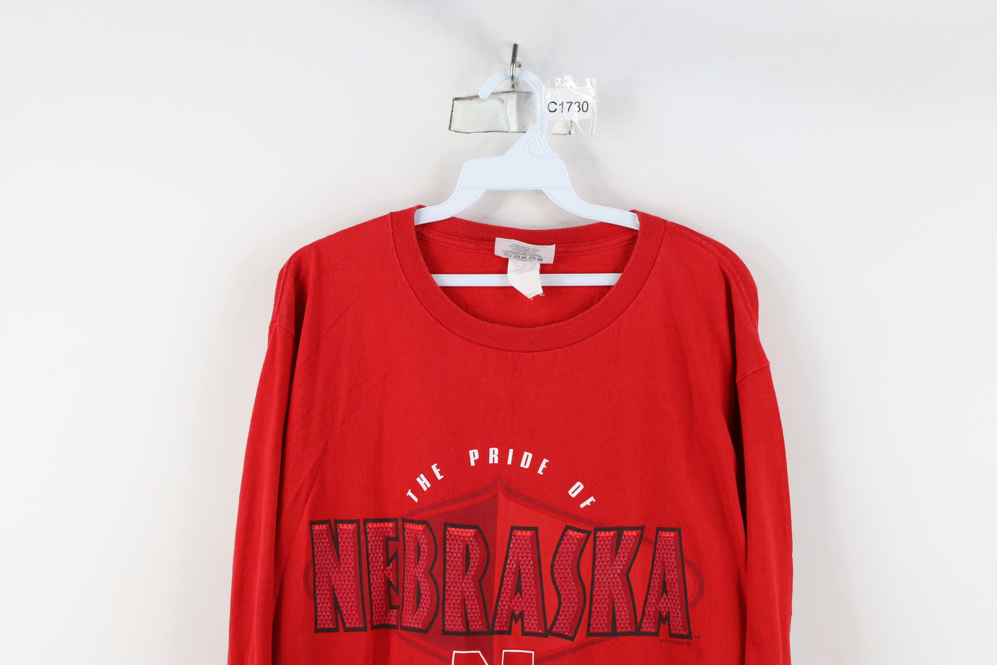 Vintage Vintage 90s of Nebraska Long Sleeve T-Shirt Red Cotton USA Size US L / EU 52-54 / 3 - 2 Thumbnail