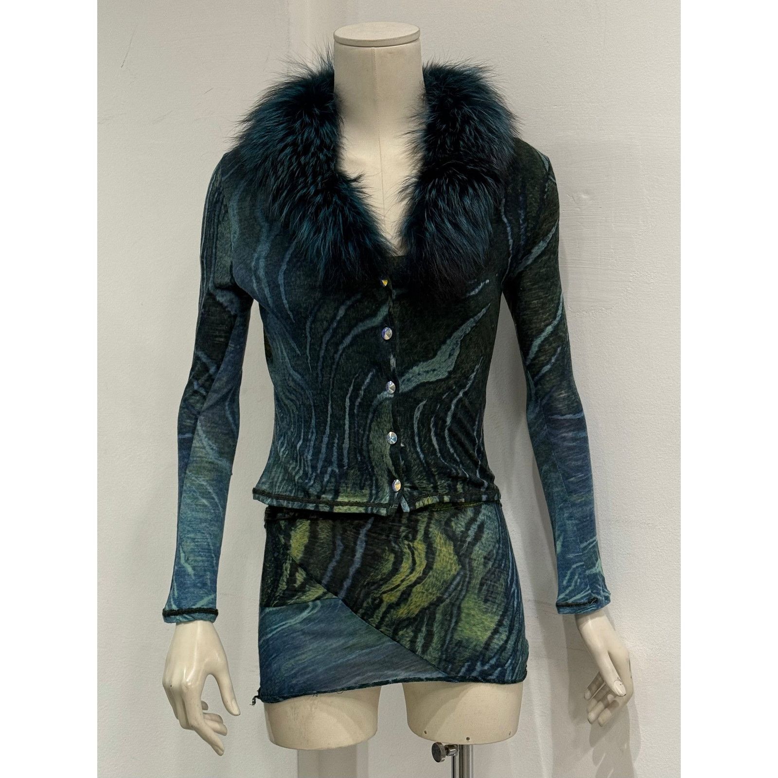 Roberto Cavalli 2000s Cavalli fox fur animalier print set Size M / US 6-8 / IT 42-44 - 2 Thumbnail