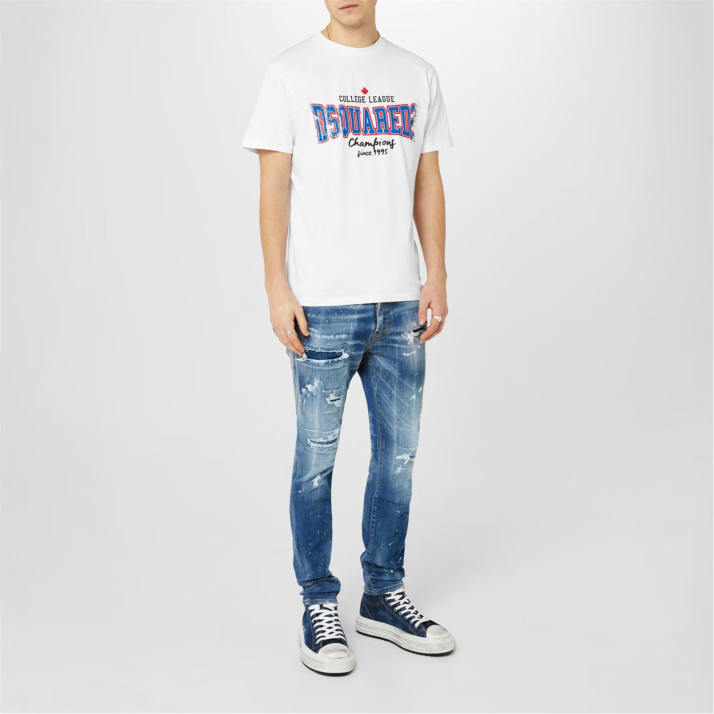 Dsquared2 o1g2r1mq0426 College Print Cotton T-Shirt in White Size US XXL / EU 58 / 5 - 6 Thumbnail