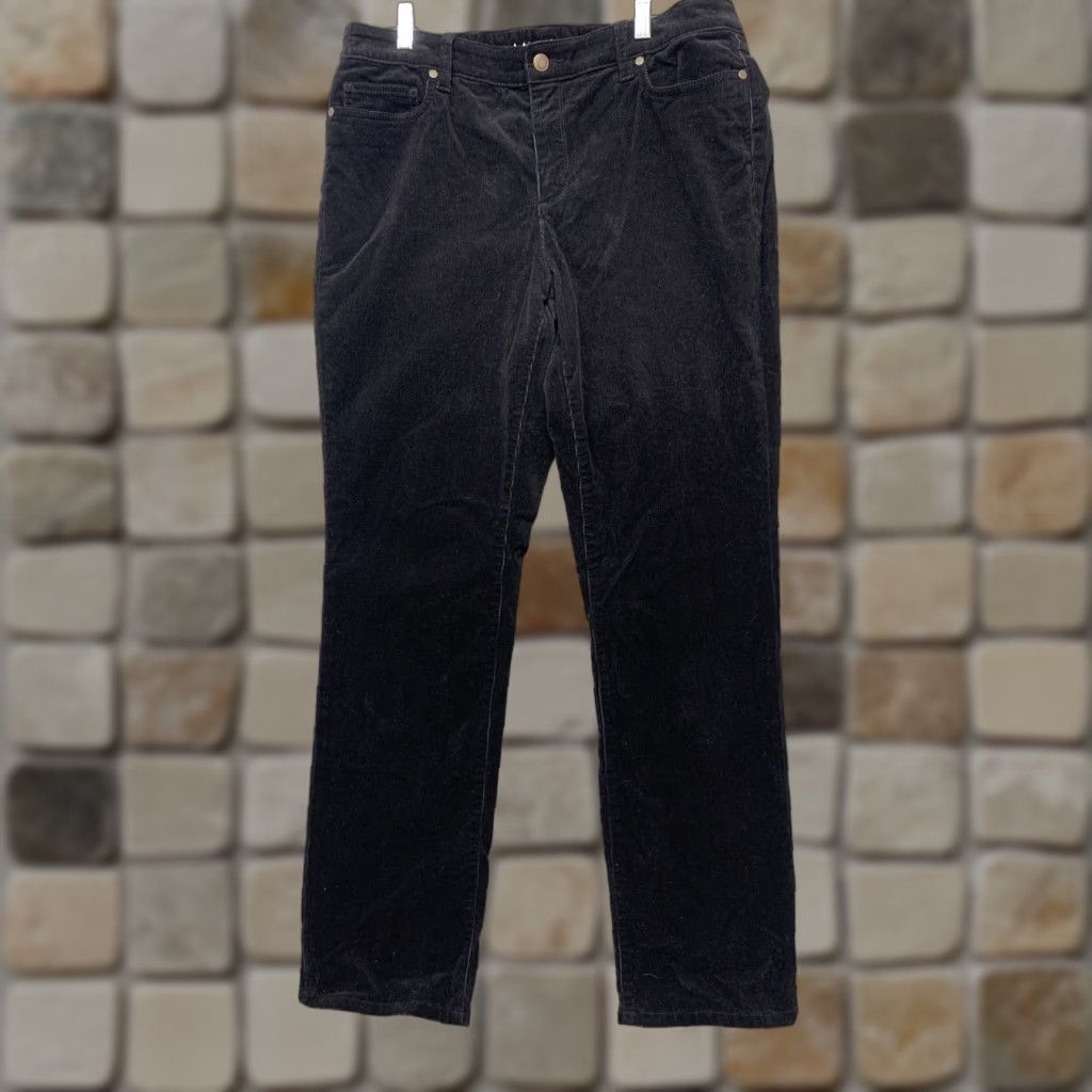 Lands' End Lands' End Womens Black Corduroy Pants 14 Mid Rise Straight 35 x 32 Pants Dress Pants Mens Womens Girls Size 36" / US 14 / IT 50 - 1 Thumbnail