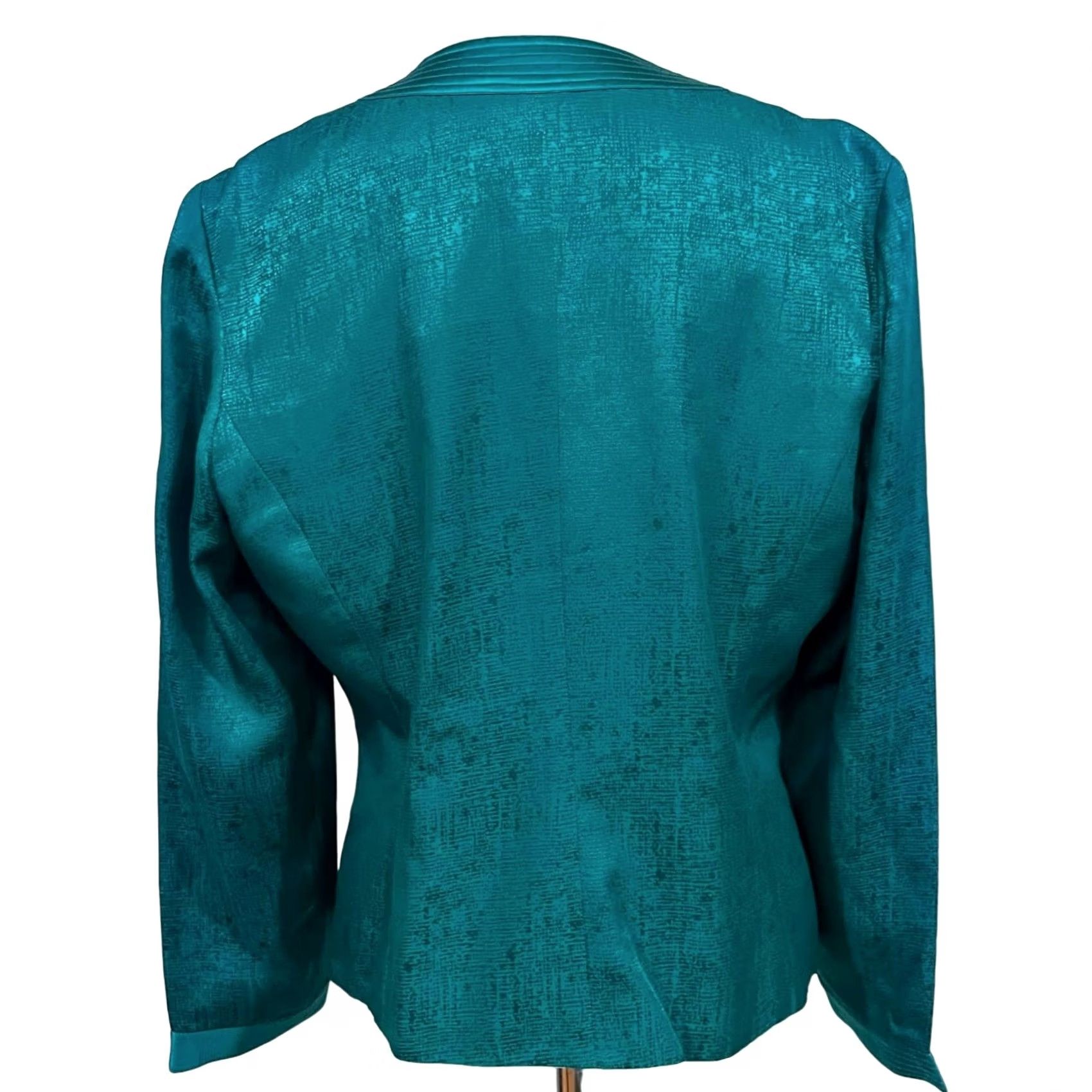 Adrianna Papell VINTAGE Adrianna Papell Silk Skirt Suit Set Jacket & Skirt 14 Teal Green/Blue Women Adults Mens Girls Size 36" / US 14 / IT 50 - 7 Thumbnail