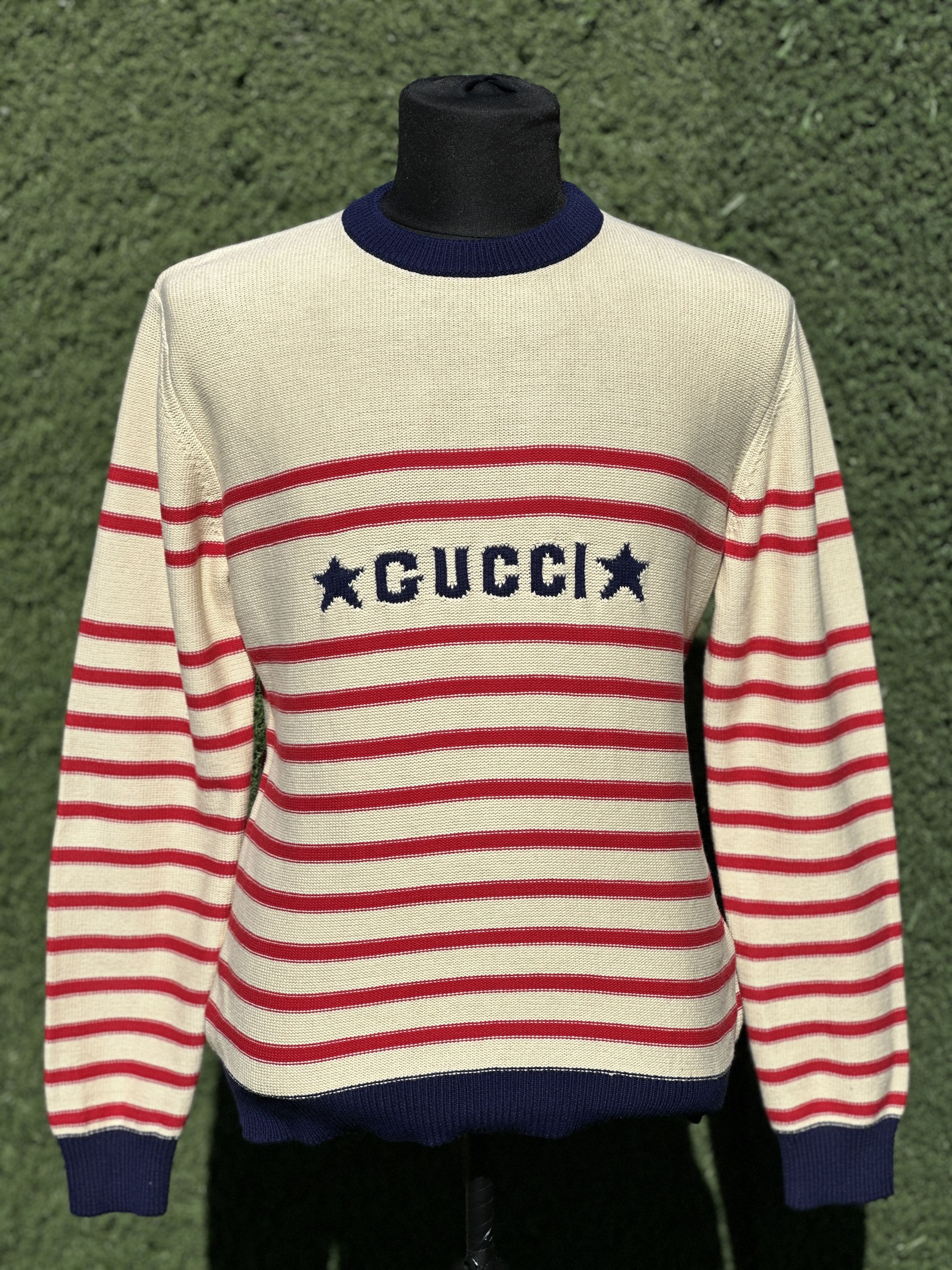 Gucci Luxury Gucci Knit Striped Sweater Crew Neck Size M 175/96 A Size US M / EU 48-50 / 2 - 1 Thumbnail