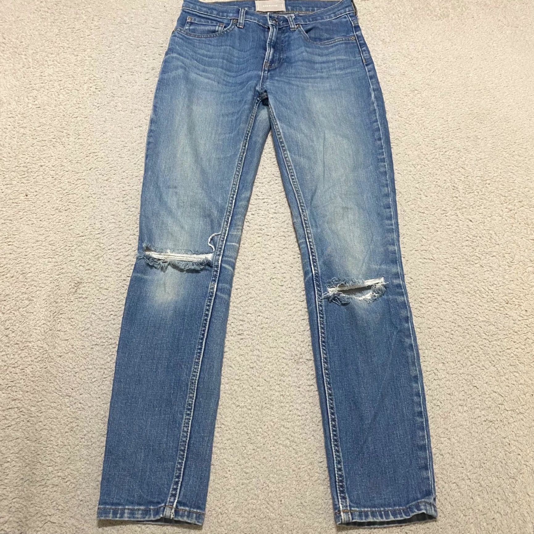 Everlane Everlane Jeans Blue Denim Medium Wash Skinny High Rise Womens 26 Distressed Modern Slim Pockets 5-Pocket Design Cotton Spandex Size 26 Regular Size 26" / US 2 / IT 38 - 2 Thumbnail