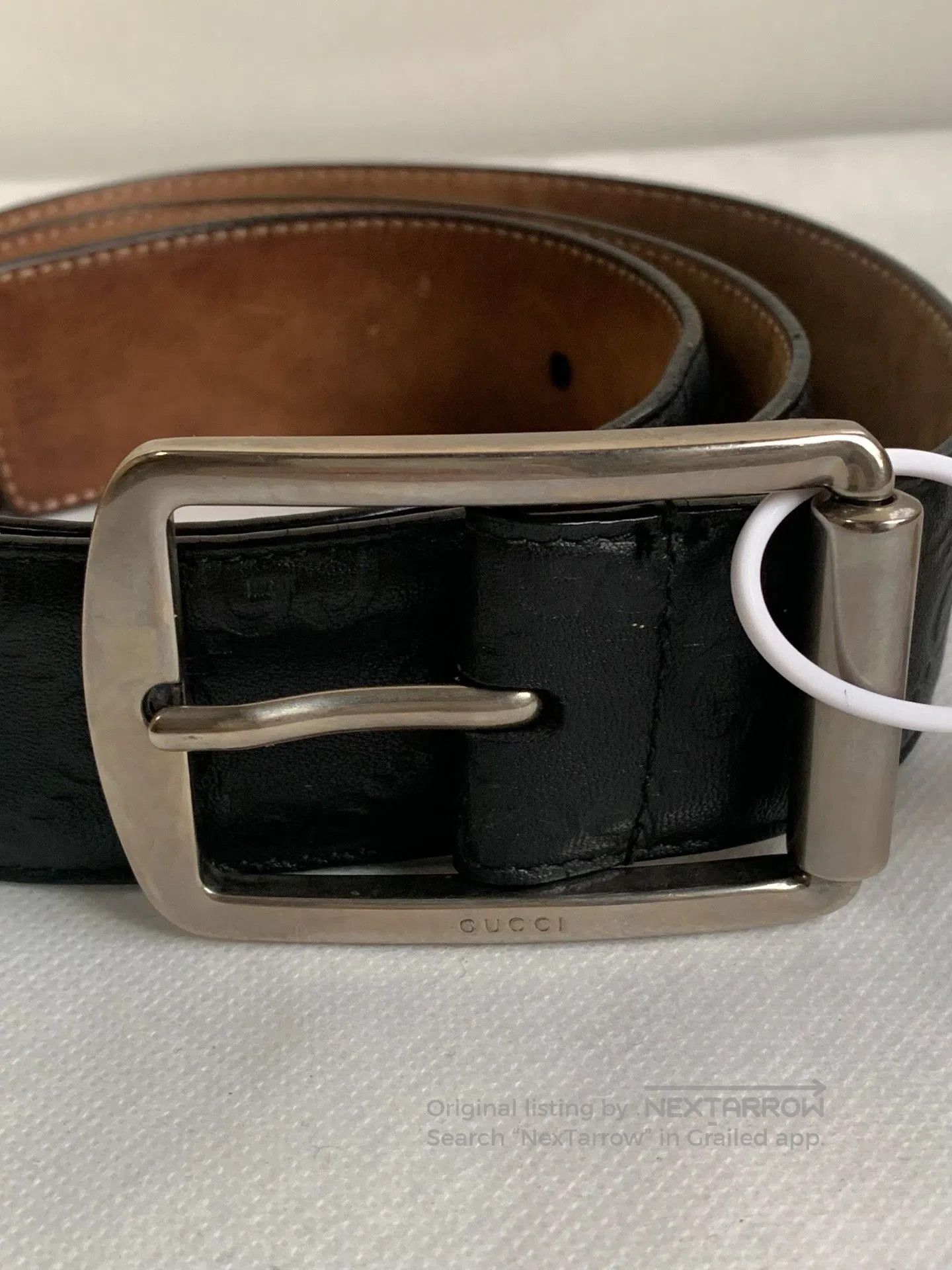 Gucci Gucci Black Leather Logo Embossed Belt. Size ONE SIZE - 1 Thumbnail