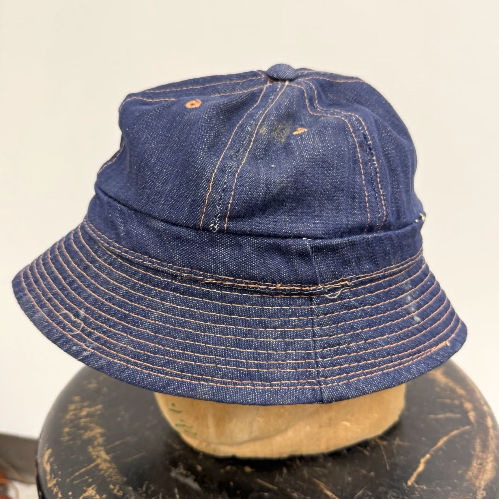 Denime VINTAGE HaT Denim Bucket Hat Daisy Mae 40s 50s Selvage Denim Bookie Large Hat Mens Size ONE SIZE - 2 Thumbnail