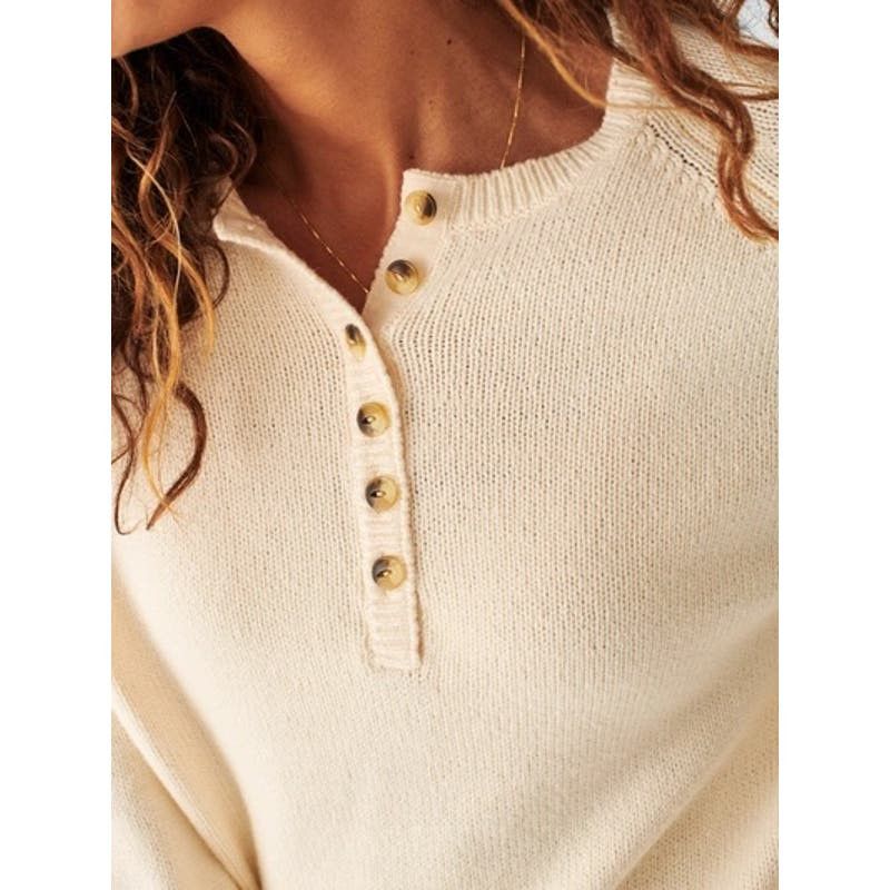 Faherty Faherty Cozy Cotton Henley Sweater In Beige Size XL Size S / US 4 / IT 40 - 2 Thumbnail