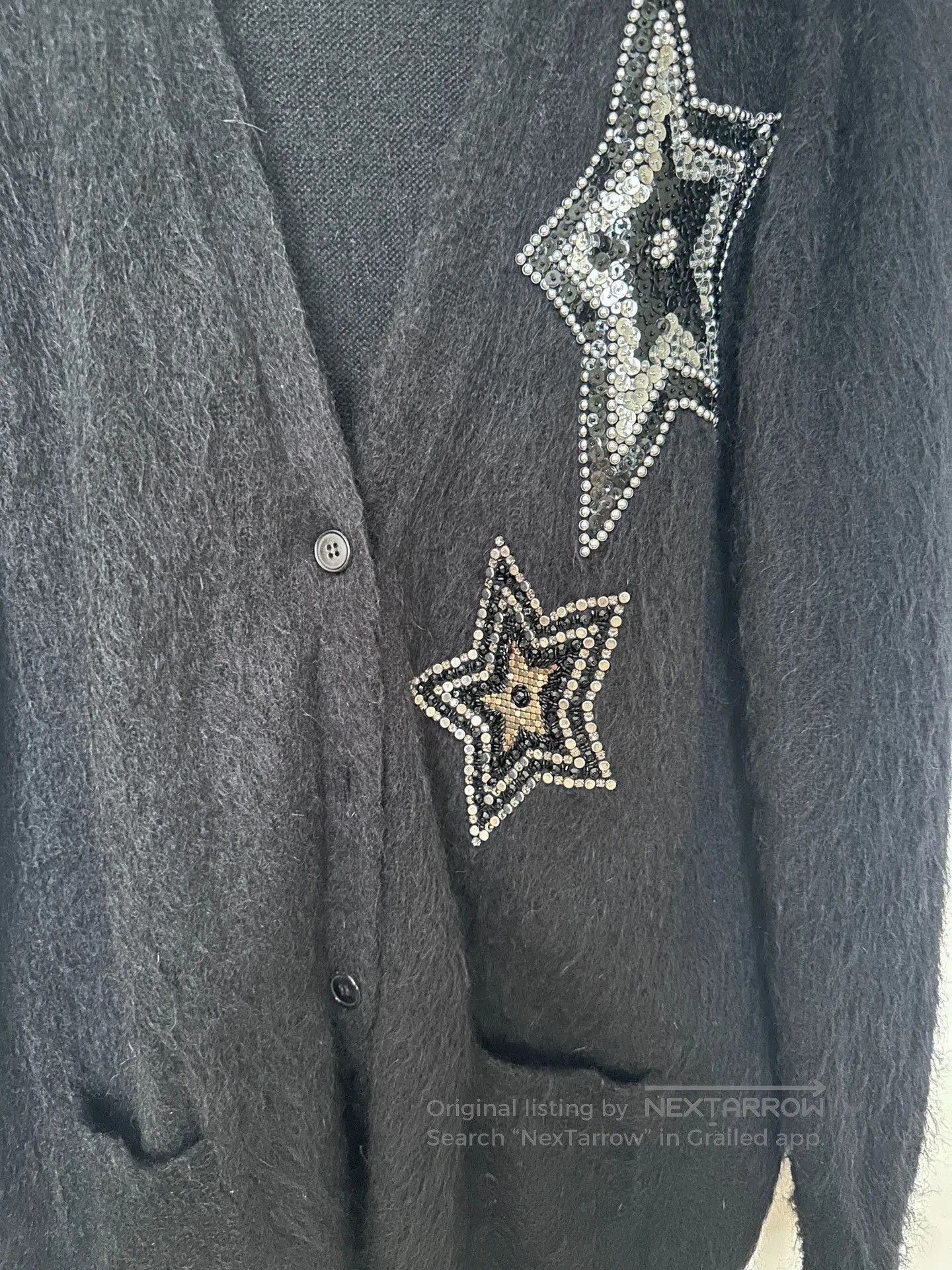 Saint Laurent Paris Saint Laurent Black Sequin Star Cardigan. Size M / US 6-8 / IT 42-44 - 2 Thumbnail
