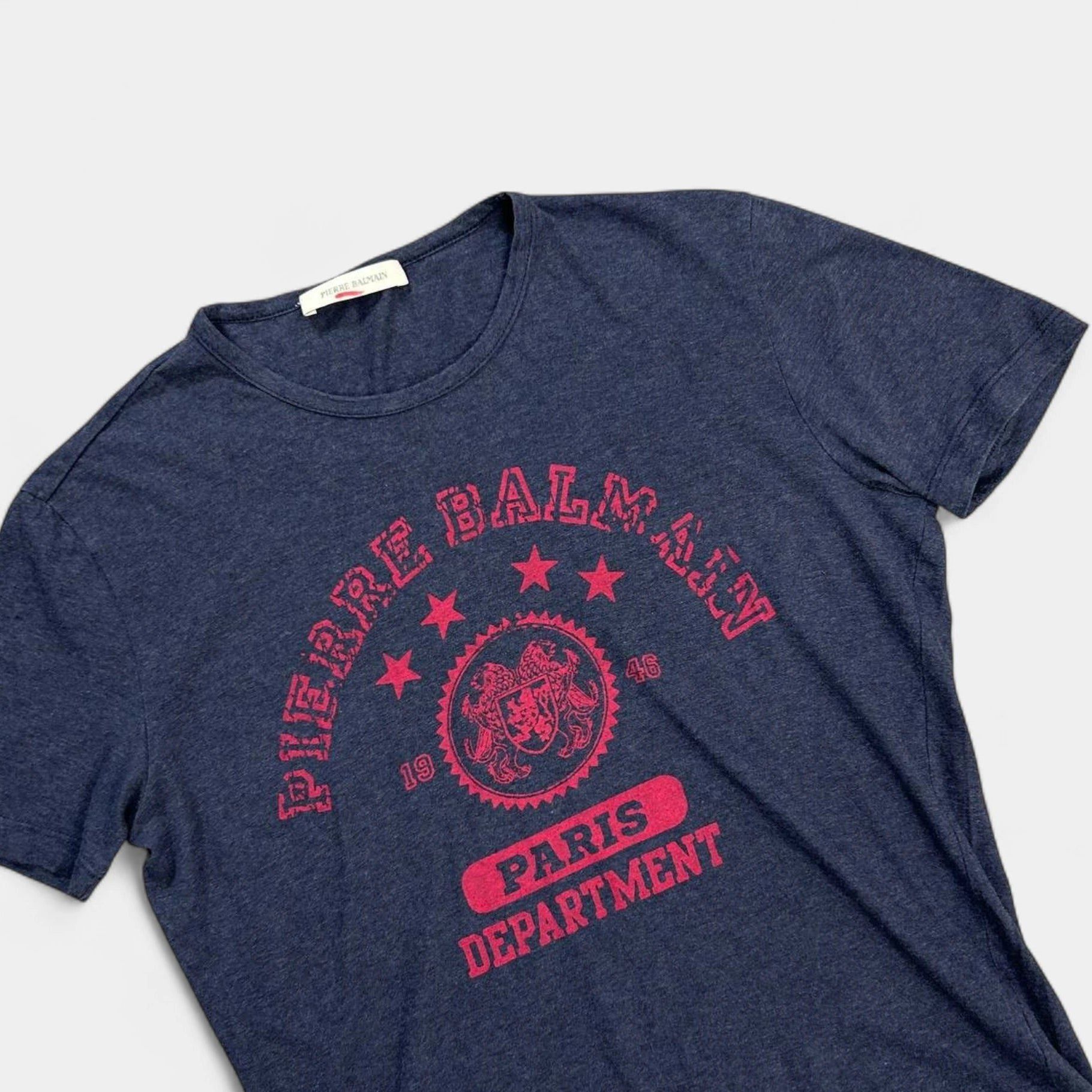 Balmain Balmain Graphic Navy Blue T-Shirt Size US L / EU 52-54 / 3 - 1 Thumbnail