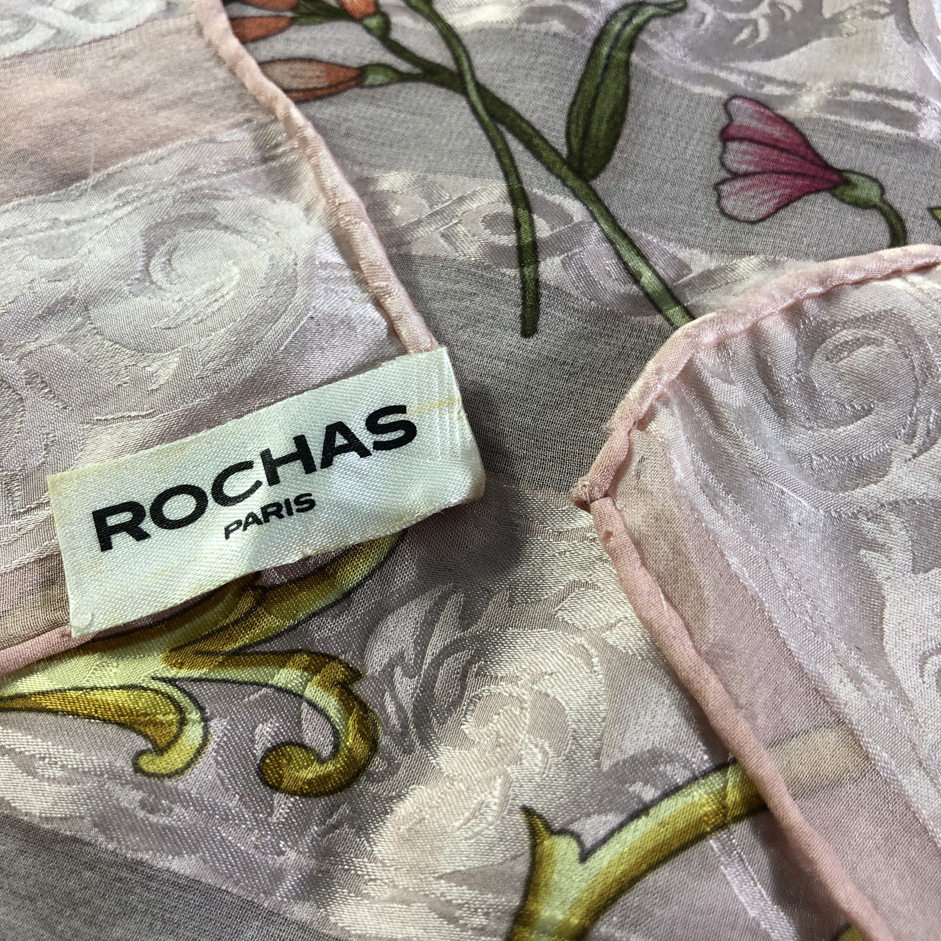 Vintage Rochas Floral Hand Rolled Silk Scarf M1139 Size ONE SIZE - 5 Thumbnail