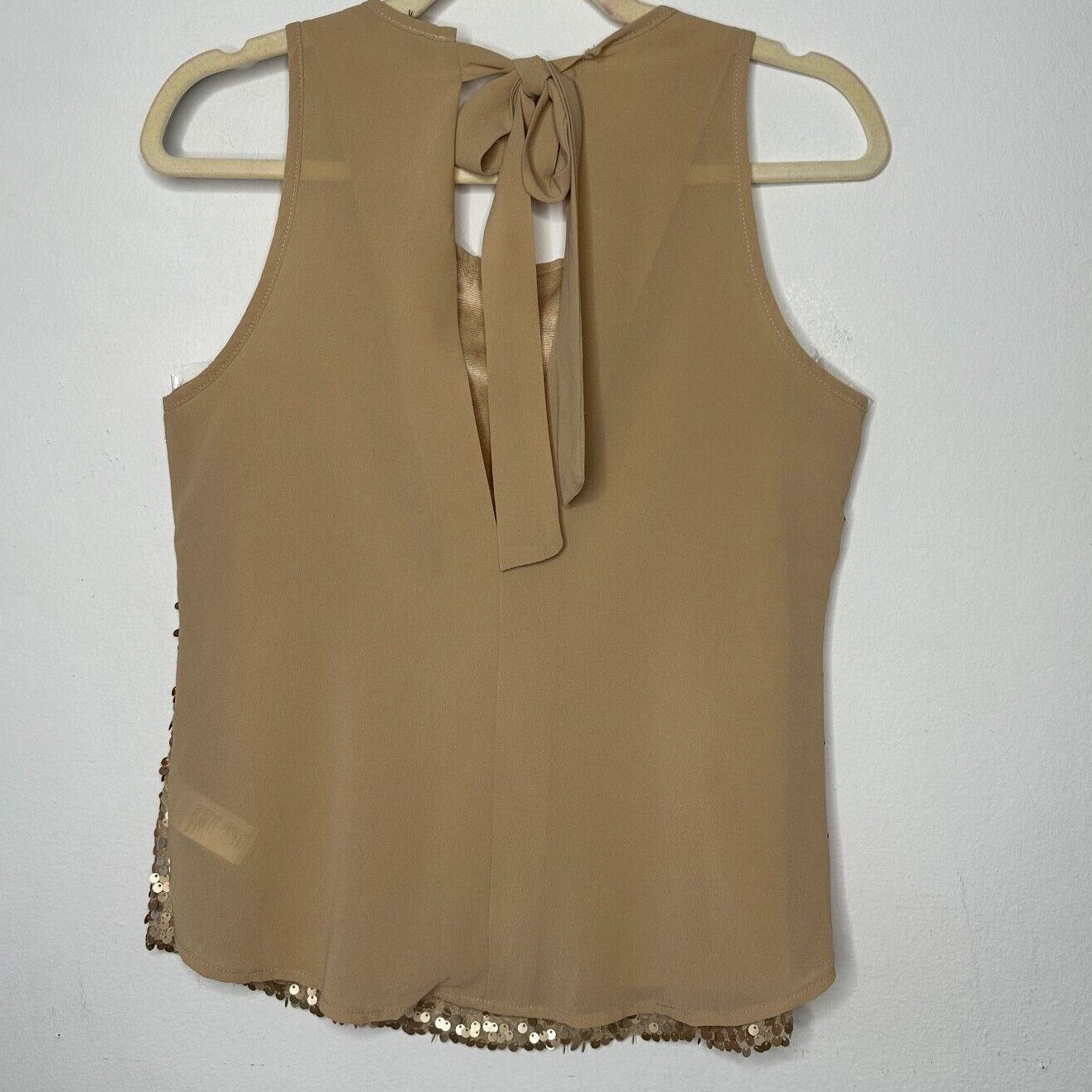 Forever 21 Night Out Copper Gold Sequin Sleeveless Open Back Blouse S Size S / US 4 / IT 40 - 6 Thumbnail