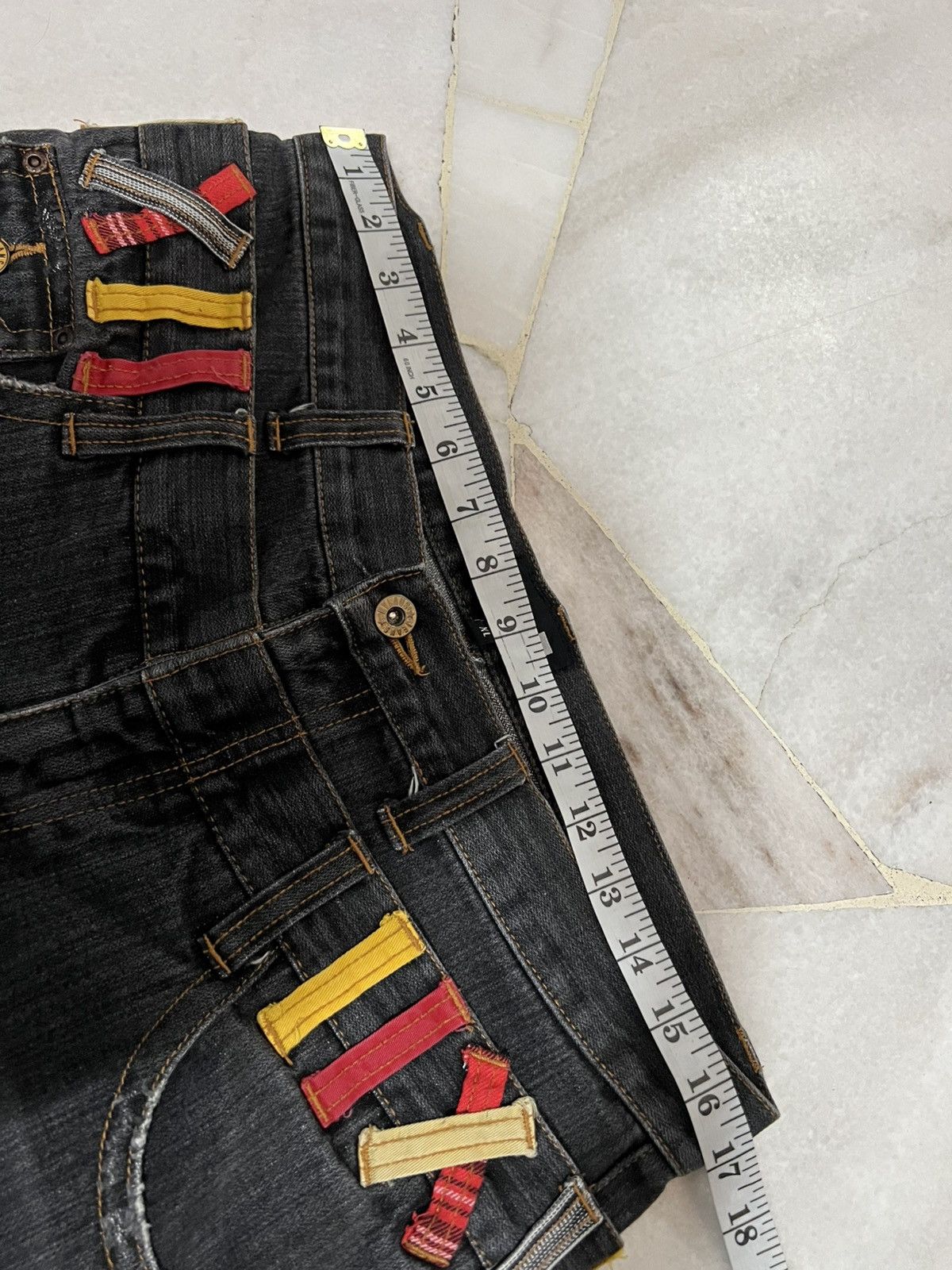 Japanese Brand 💥Double Waist💥90’s Nylaus Twist Leg distress Faded Jean Size US 33 - 3 Thumbnail