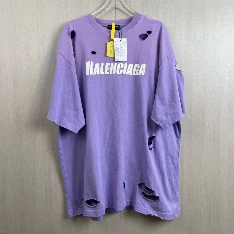 Balenciaga Balenciaga Taro Purple Ripped Letter Short Sleeve Size US XS / EU 42 / 0 - 1 Thumbnail