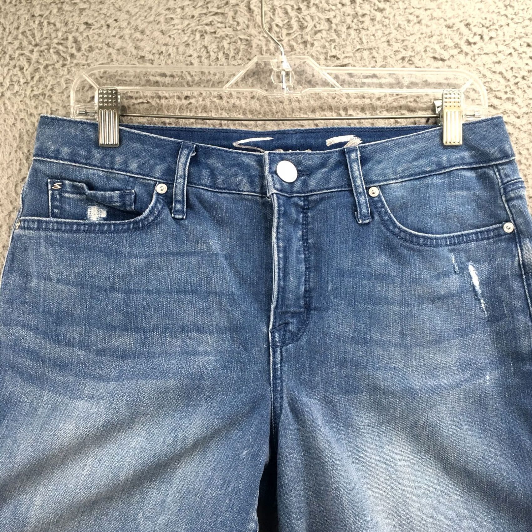 Vintage Seven Bermuda Shorts Womens 8 Blue Denim Mid Rise Casual Zip Fly Shirt (incorrect) Size 30" / US 8 / IT 44 - 2 Thumbnail