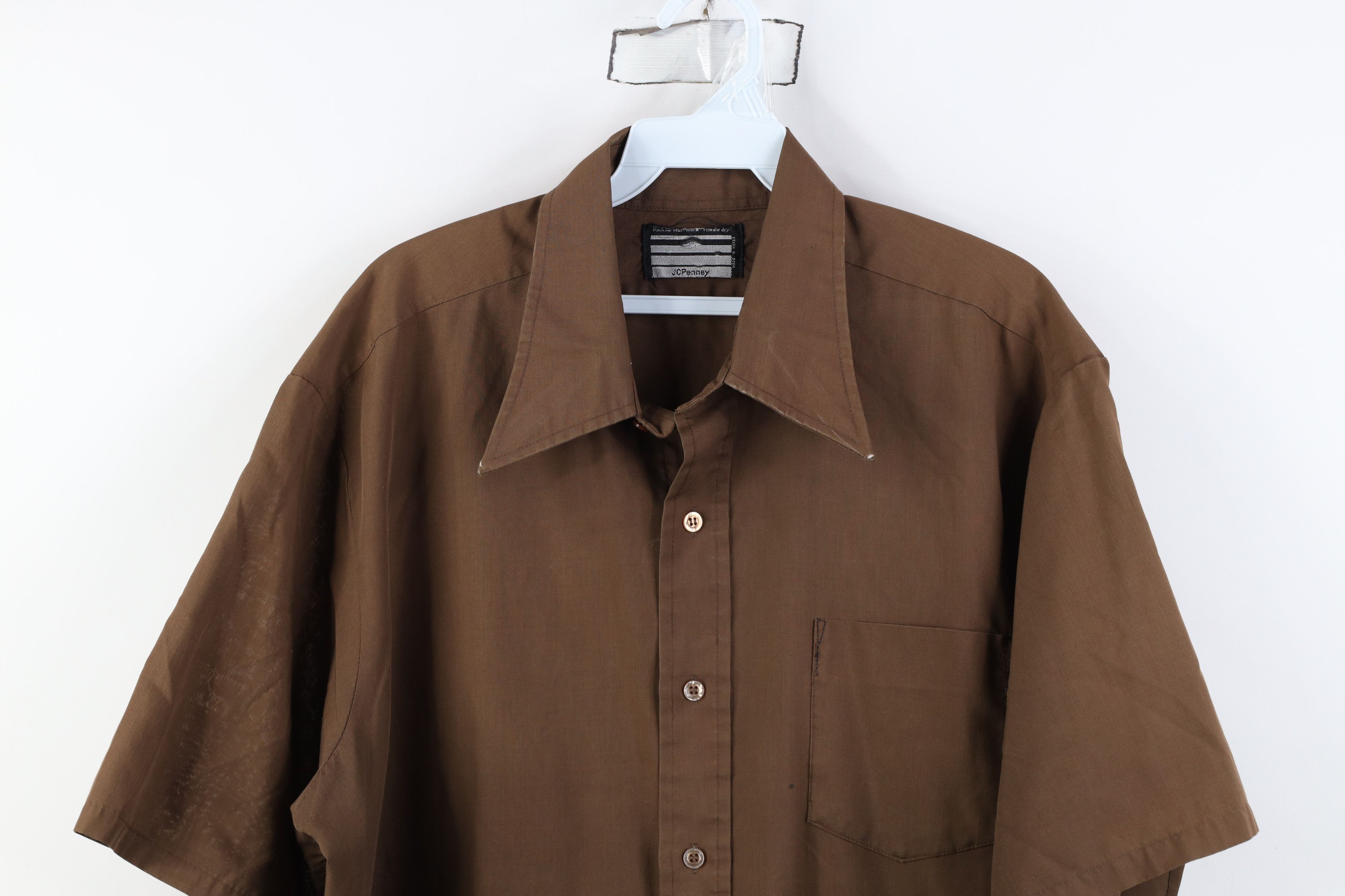Vintage Vintage 70s Streetwear Short Sleeve Button Shirt Brown Size US XL / EU 56 / 4 - 2 Thumbnail