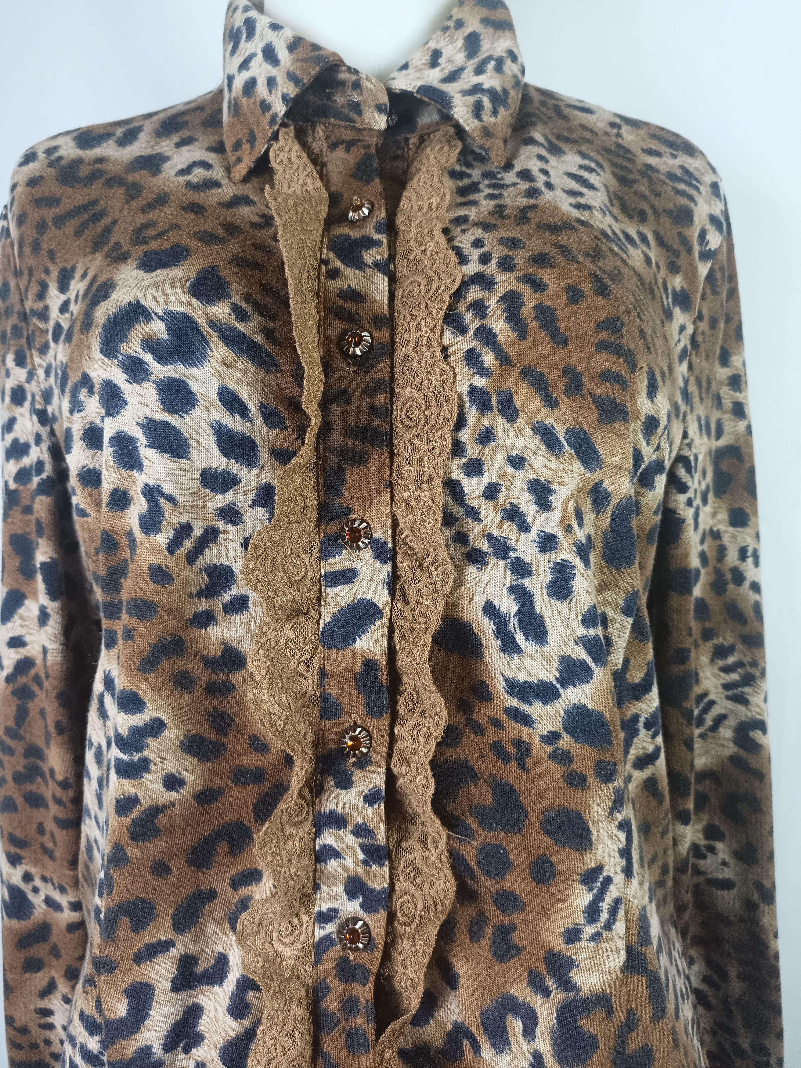 The Unbranded Brand FABIO FERRETTI Leopard Lace Shirt Size M / US 6-8 / IT 42-44 - 5 Thumbnail