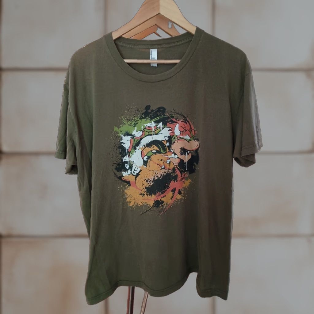 American Apparel VINTAGE American Apparel Bowser Super Mario T-shirt XL Mens Green 1980s 1990s Games Size US XL / EU 56 / 4 - 1 Thumbnail