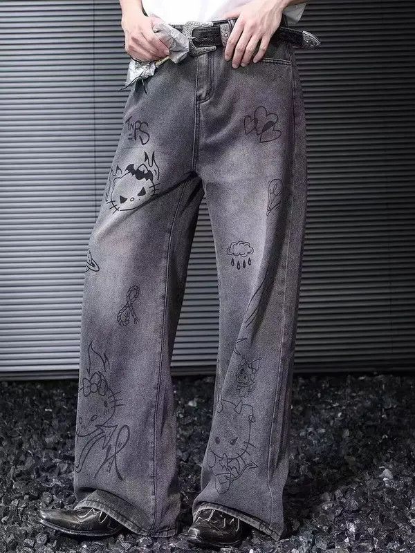 Japanese Brand VIBE Washed cartoon graffiti retro baggy jeans Size US 30 / EU 46 - 5 Thumbnail