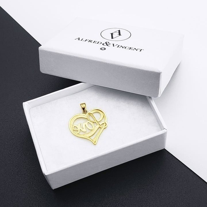 Other Cursive Love Script Heart Real 14k Yellow White Gold Pendant Size ONE SIZE - 2 Thumbnail