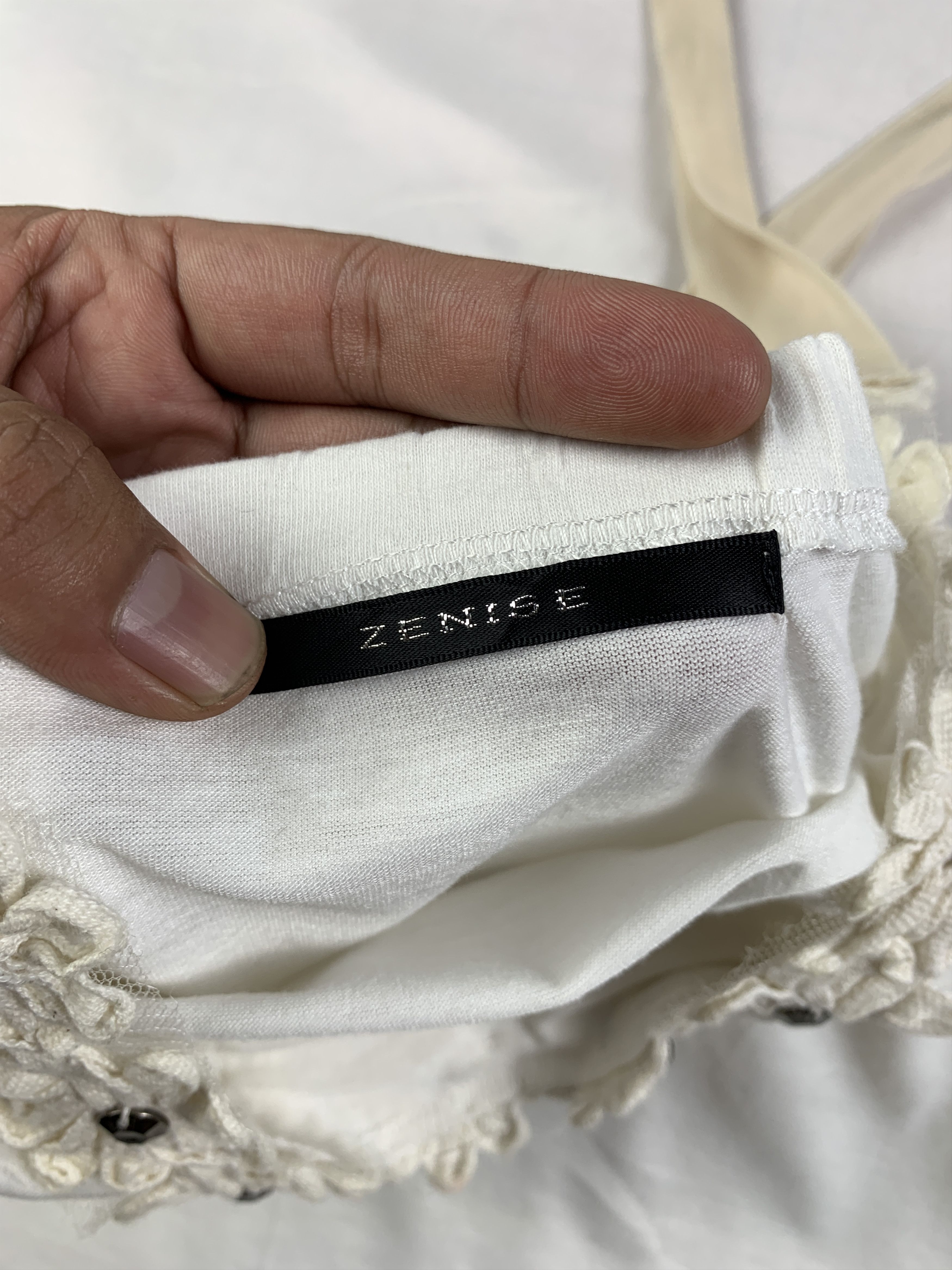 Japanese Brand Zenise White Beady Halter Top (M) Size M / US 6-8 / IT 42-44 - 6 Thumbnail