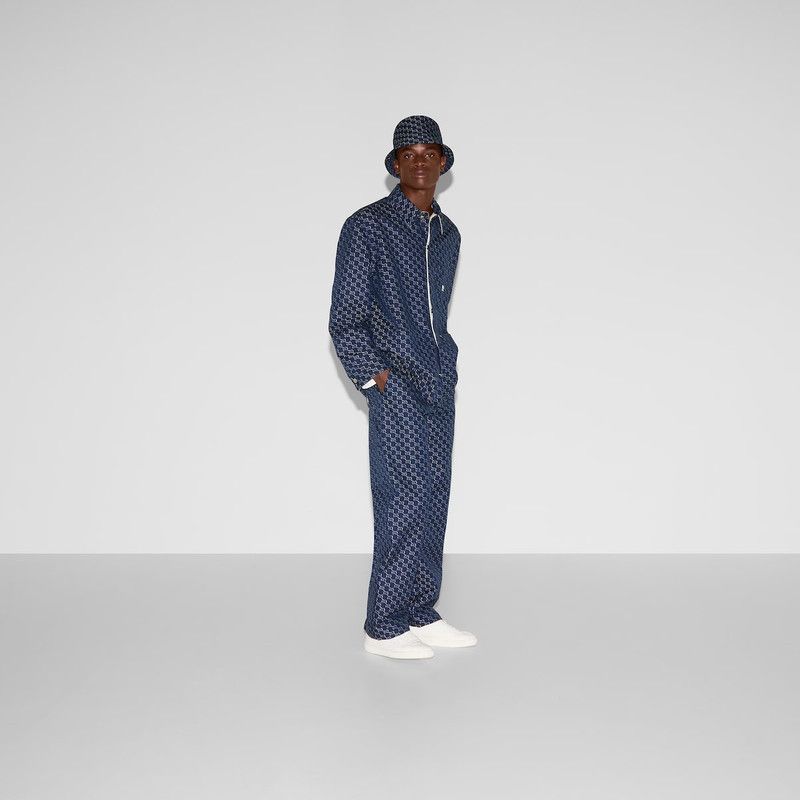 Gucci o1loc1c0226 814727 Cotton Jacquard Pant With GG Shadow Blue Size US 30 / EU 46 - 6 Thumbnail