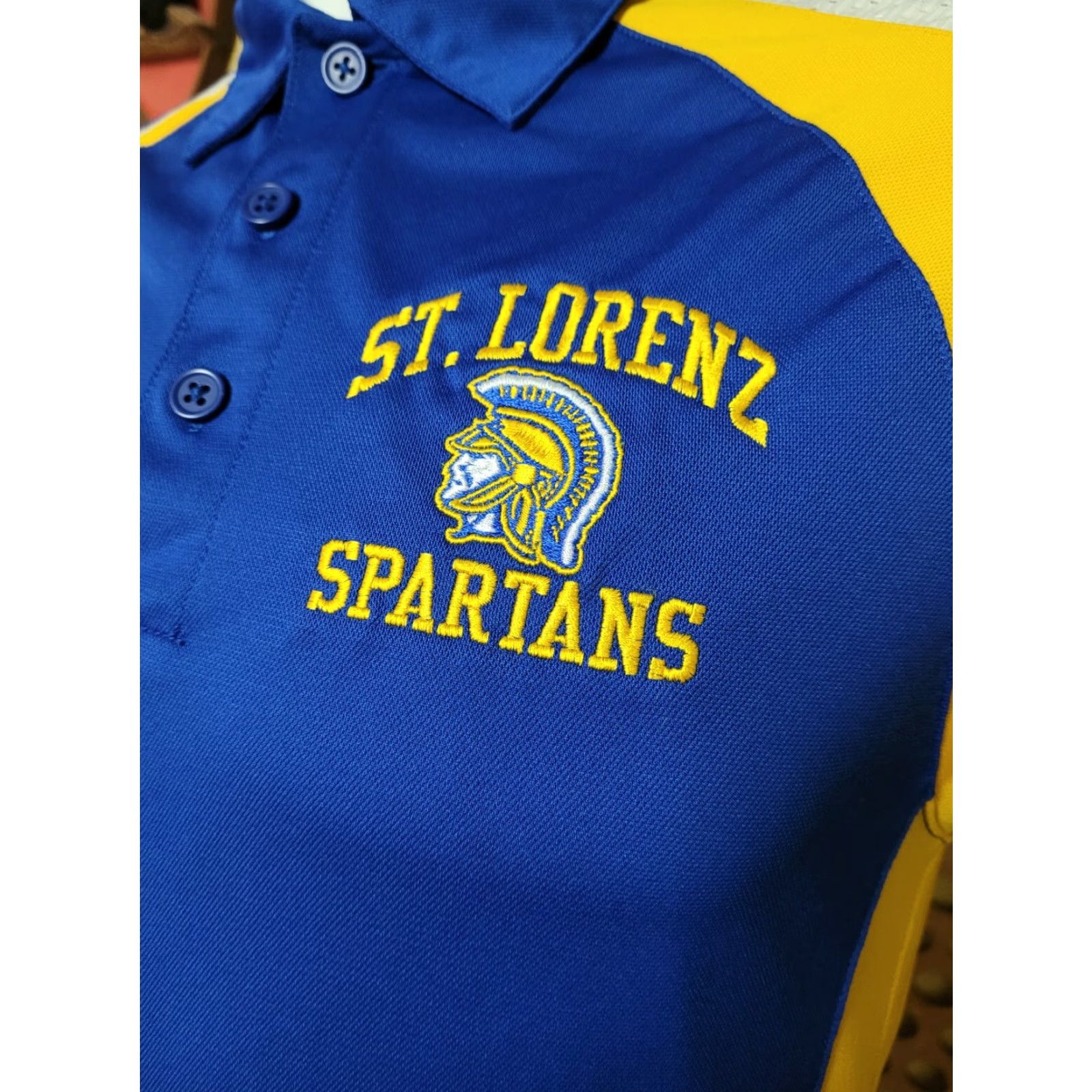 Holloway St. Lorenz Spartans Lutheran School Polo Shirt XS Men's Blue Holloway Logo Short Sleeve Polo XS Size US XS / EU 42 / 0 - 2 Thumbnail