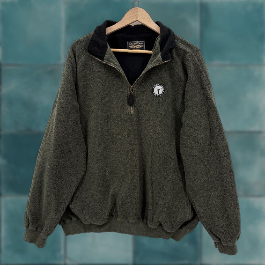 CLOT VINTAGE Straight Down Sweatshirt Mens XL Green 1/4 Zip Medallion Club Golf Terry Cloth Size US XL / EU 56 / 4 - 1 Thumbnail