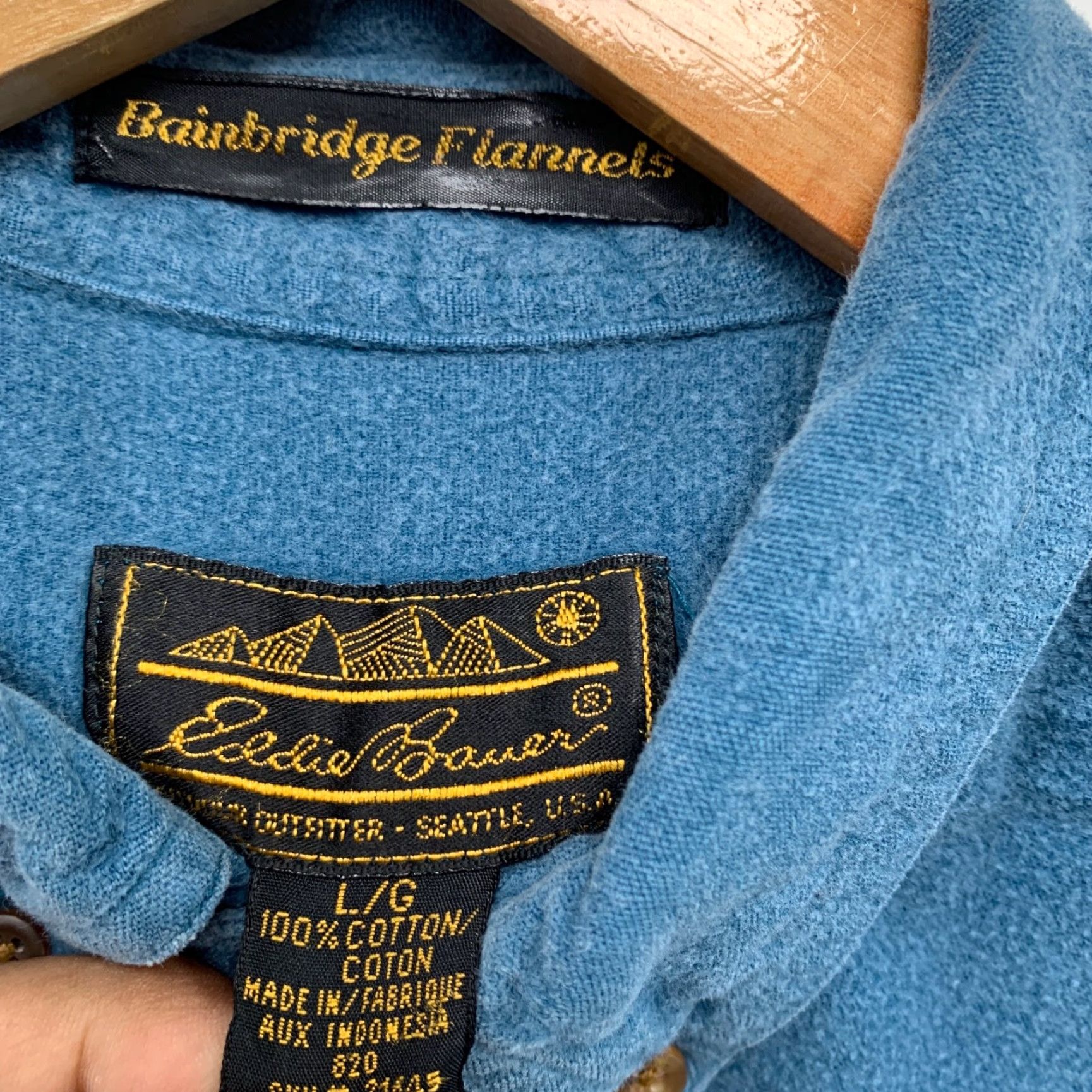 Eddie Bauer VINTAGE Eddie Bauer Shirt Mens Large Blue Bainbridge Flannel Button-Up Pockets Cotton Regular Fit Size US L / EU 52-54 / 3 - 3 Thumbnail