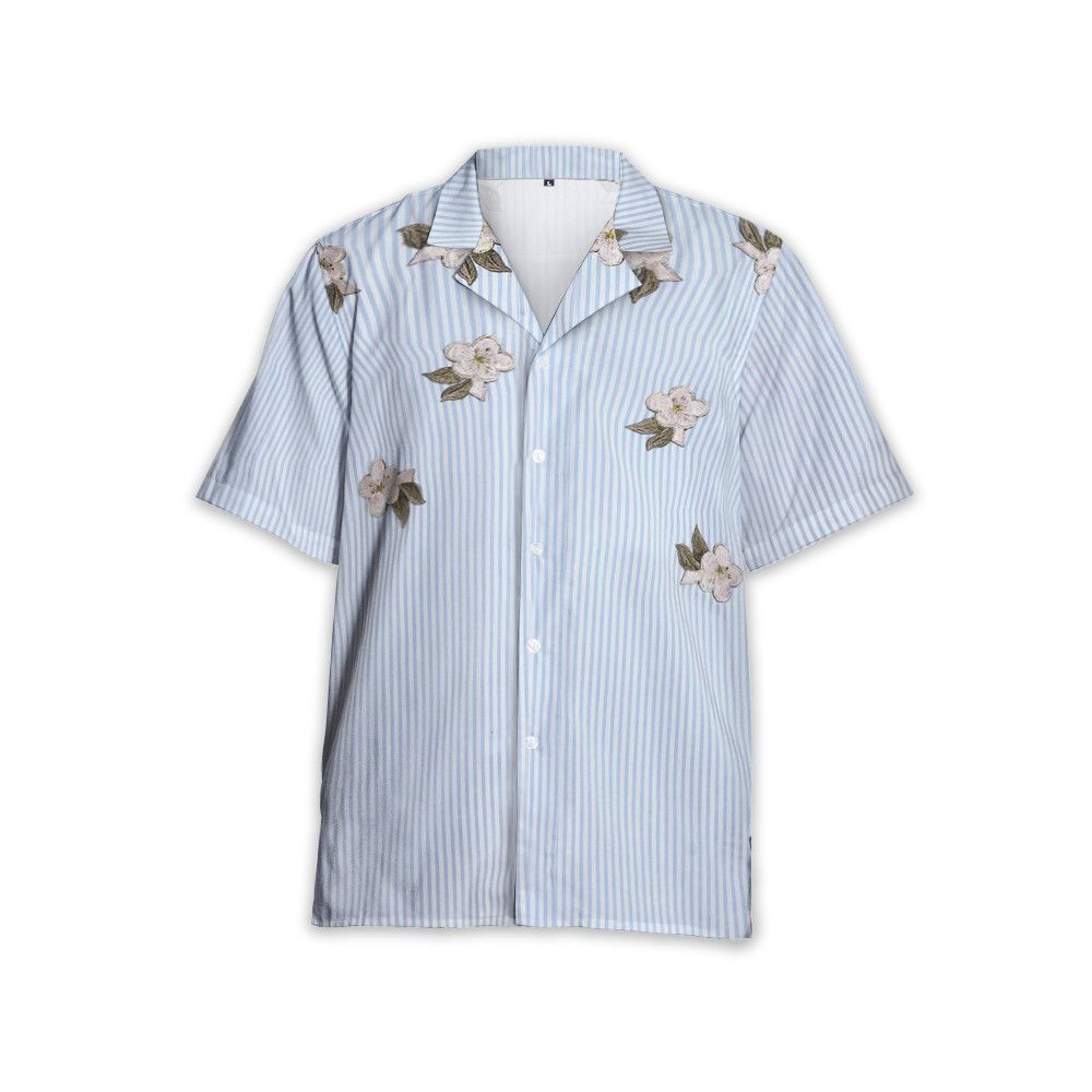 Designer Cotton Shirt with Floral Appliqués Size US S / EU 44-46 / 1 - 1 Thumbnail