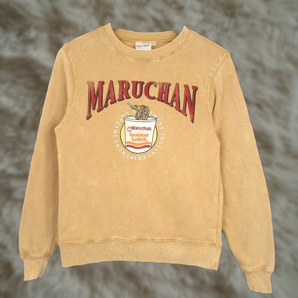 Vintage Maruchan Sweatshirt Pullover Long Sleeve XS Tan Unisex Adults Regular Graphic Print Casual Food Vintage No Size US XS / EU 42 / 0 - 1 Thumbnail