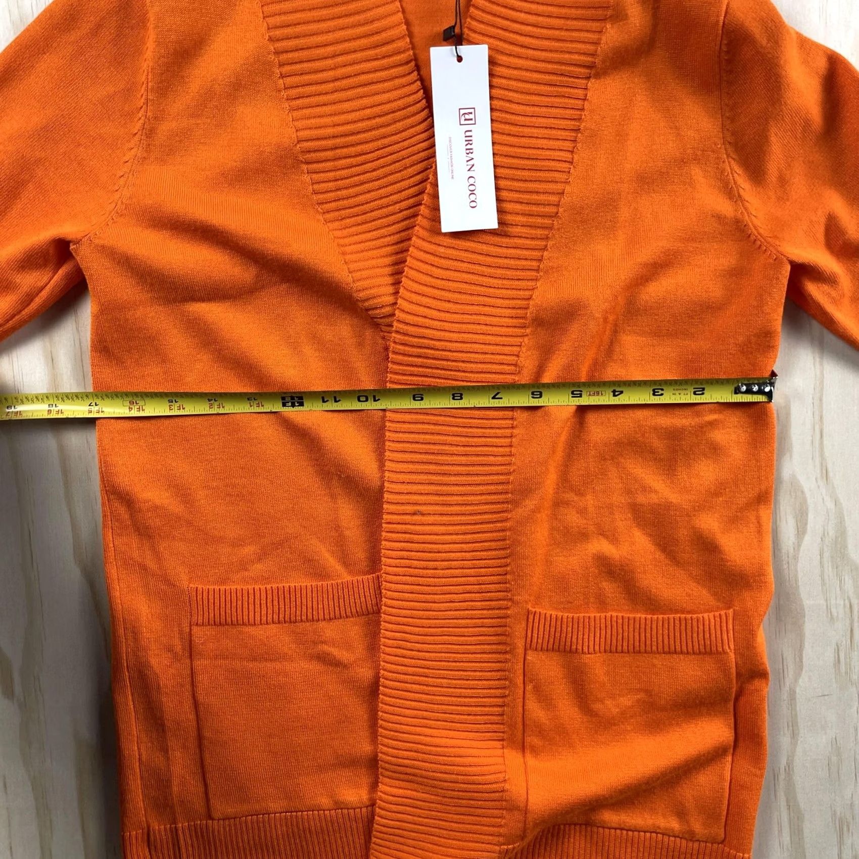 Vintage URBAN COCO Cardigan Sweater Womens Small Orange Open Front Pockets Long Sleeve V-Neck Knit Size S / US 4 / IT 40 - 4 Thumbnail