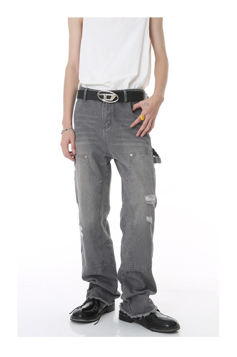 Japanese Brand Japanese retro straight leg raw edge ripped jeans Size US 32 / EU 48 - 1 Thumbnail