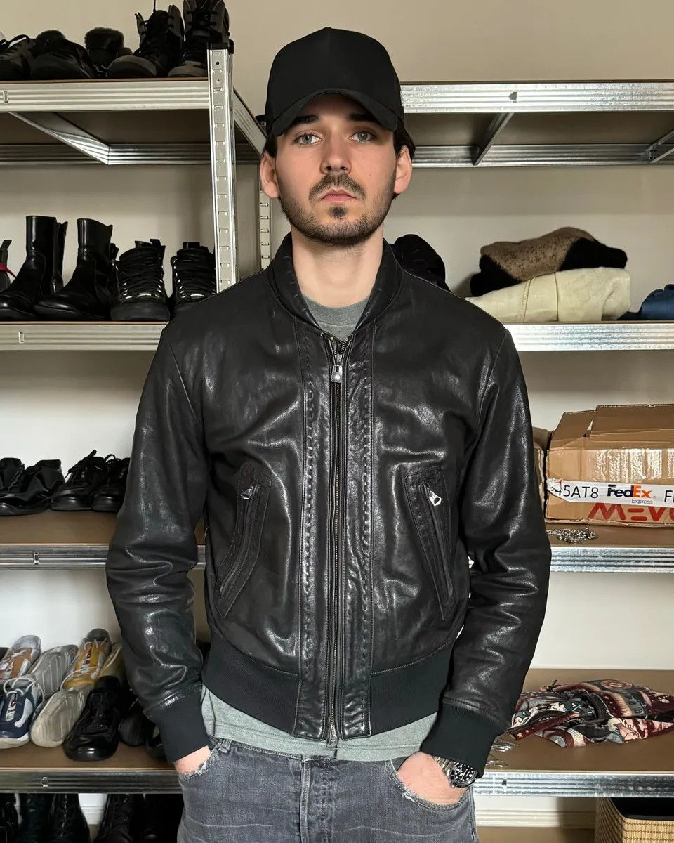 Armani 1990s Armani Shawl Bomber Leather Jacket Size US M / EU 48-50 / 2 - 4 Thumbnail