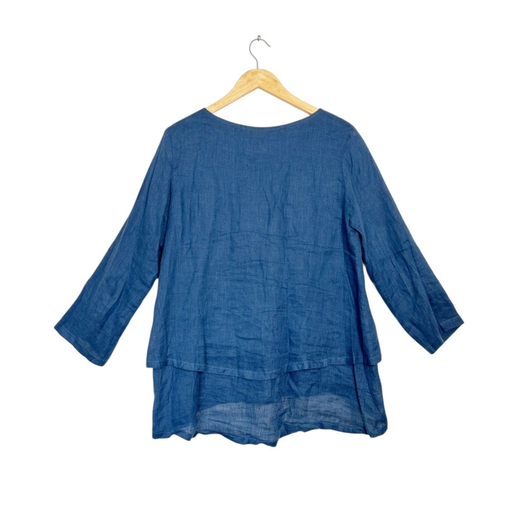 Other Crown Linen Designs Audrey Blue Layered Tunic Top in Blue - Size M / US 6-8 / IT 42-44 - 2 Thumbnail