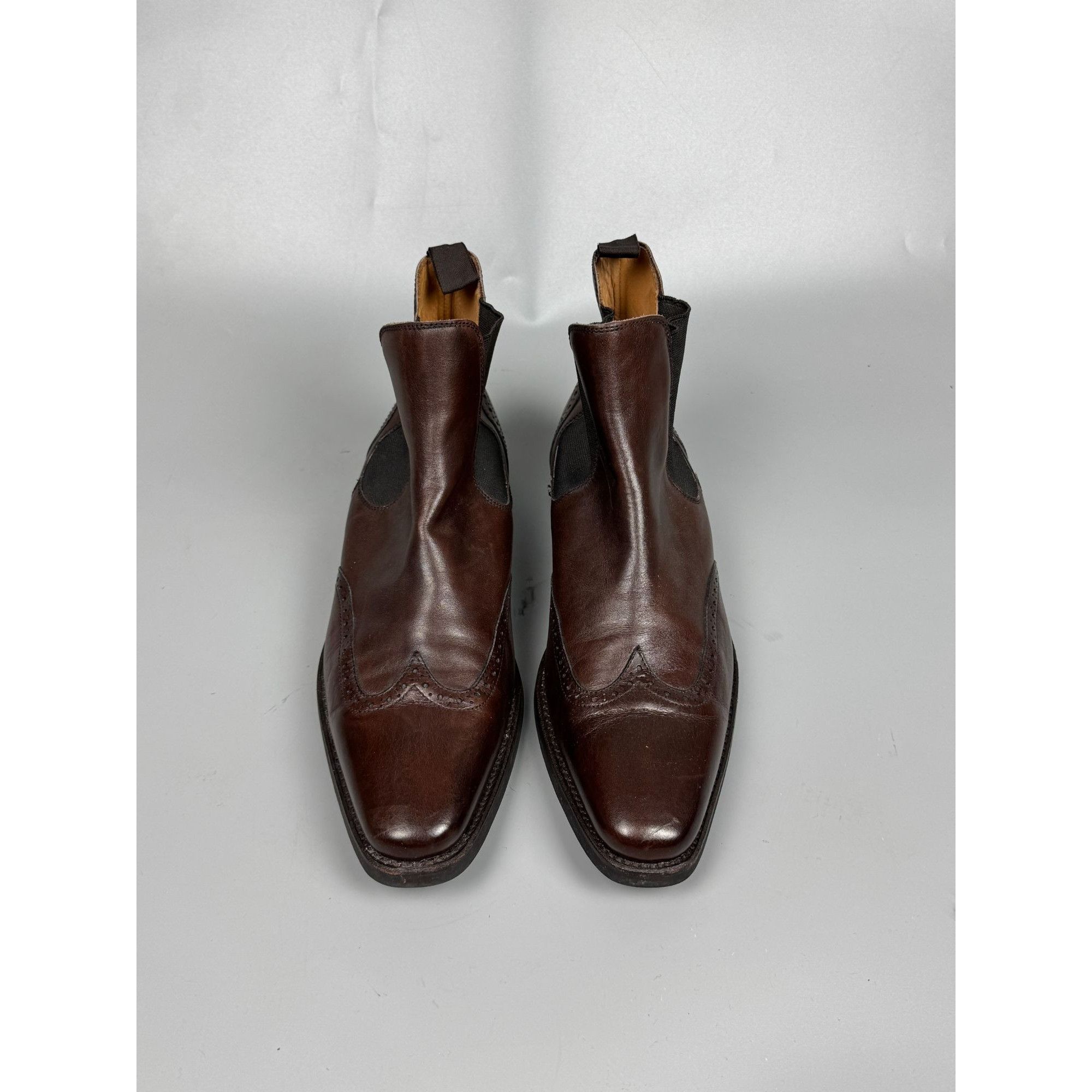 Berwick 1707 Berwick-1707 Brown Leather Square Toe Chelsea Boots (Y1173) Size US 9 / EU 42 - 3 Thumbnail