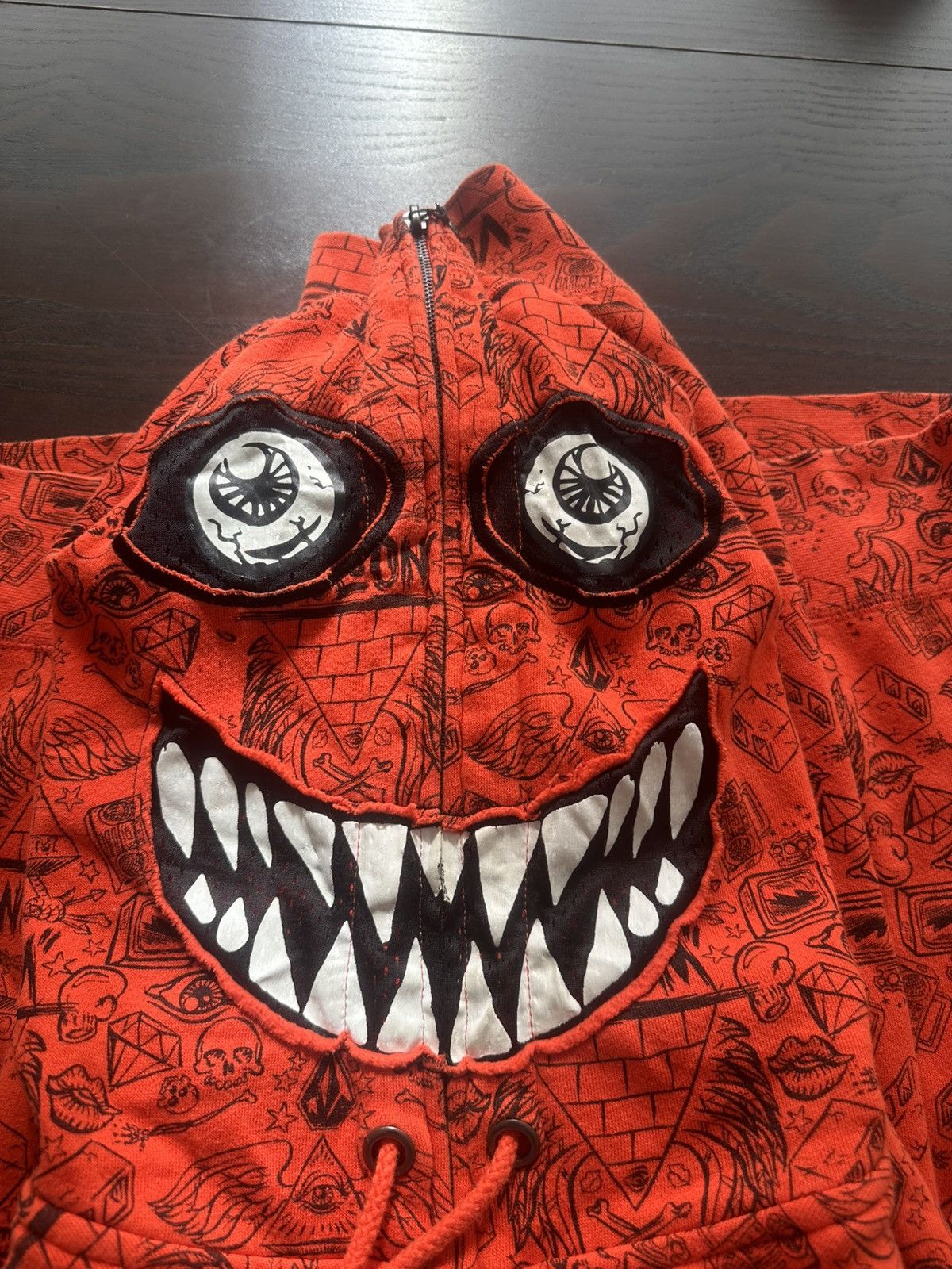 Volcom Rare Ryan Sheckler x Volcom Full Zip Orange Monster Hoodie Size US L / EU 52-54 / 3 - 6 Thumbnail