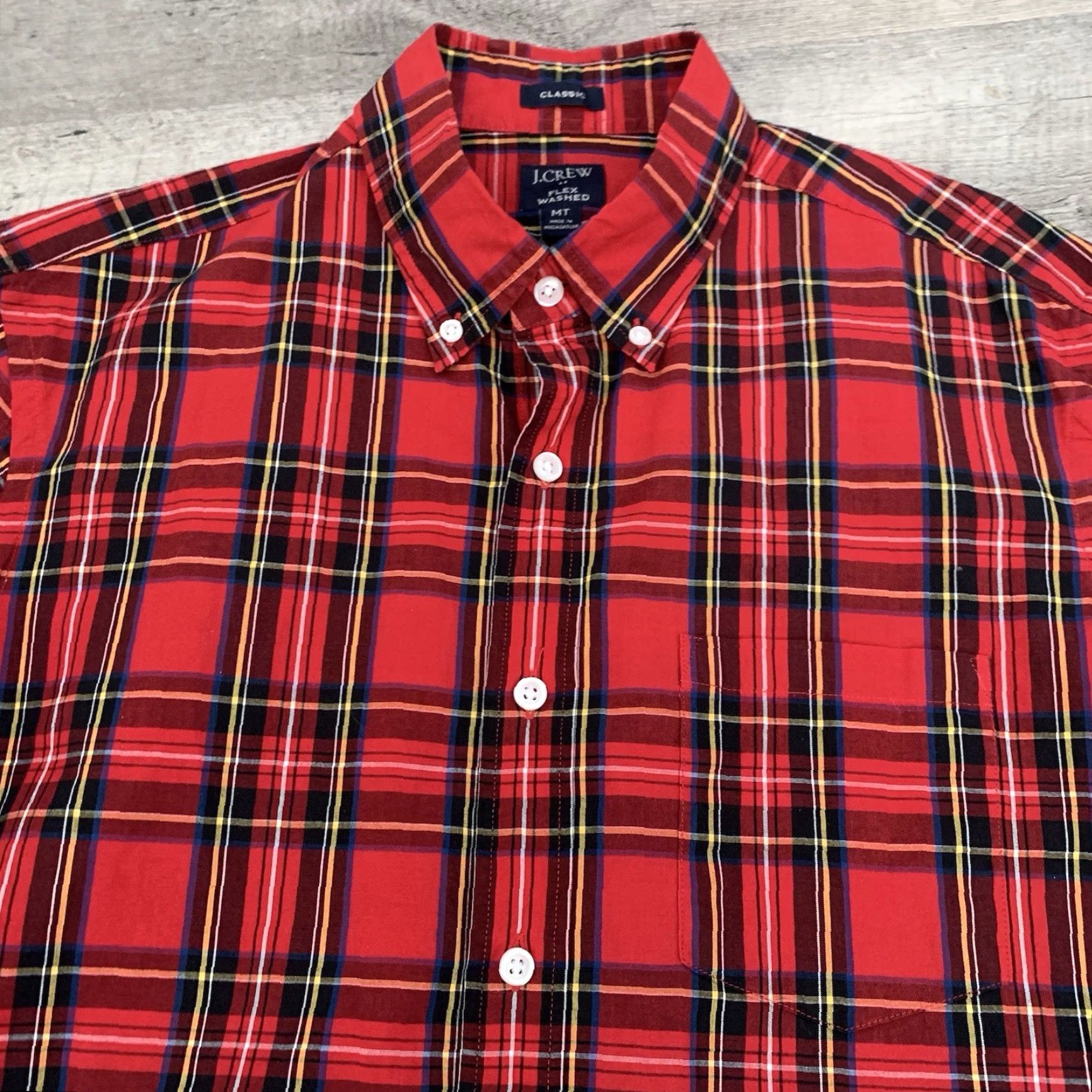 J.Crew J. CREW Flex Casual Shirt Men MT Medium Tall Red Tartan Long Sleeve Button-Up Woven Slim Fit Christmas Holiday Plaid Shirt Size US M / EU 48-50 / 2 - 3 Thumbnail
