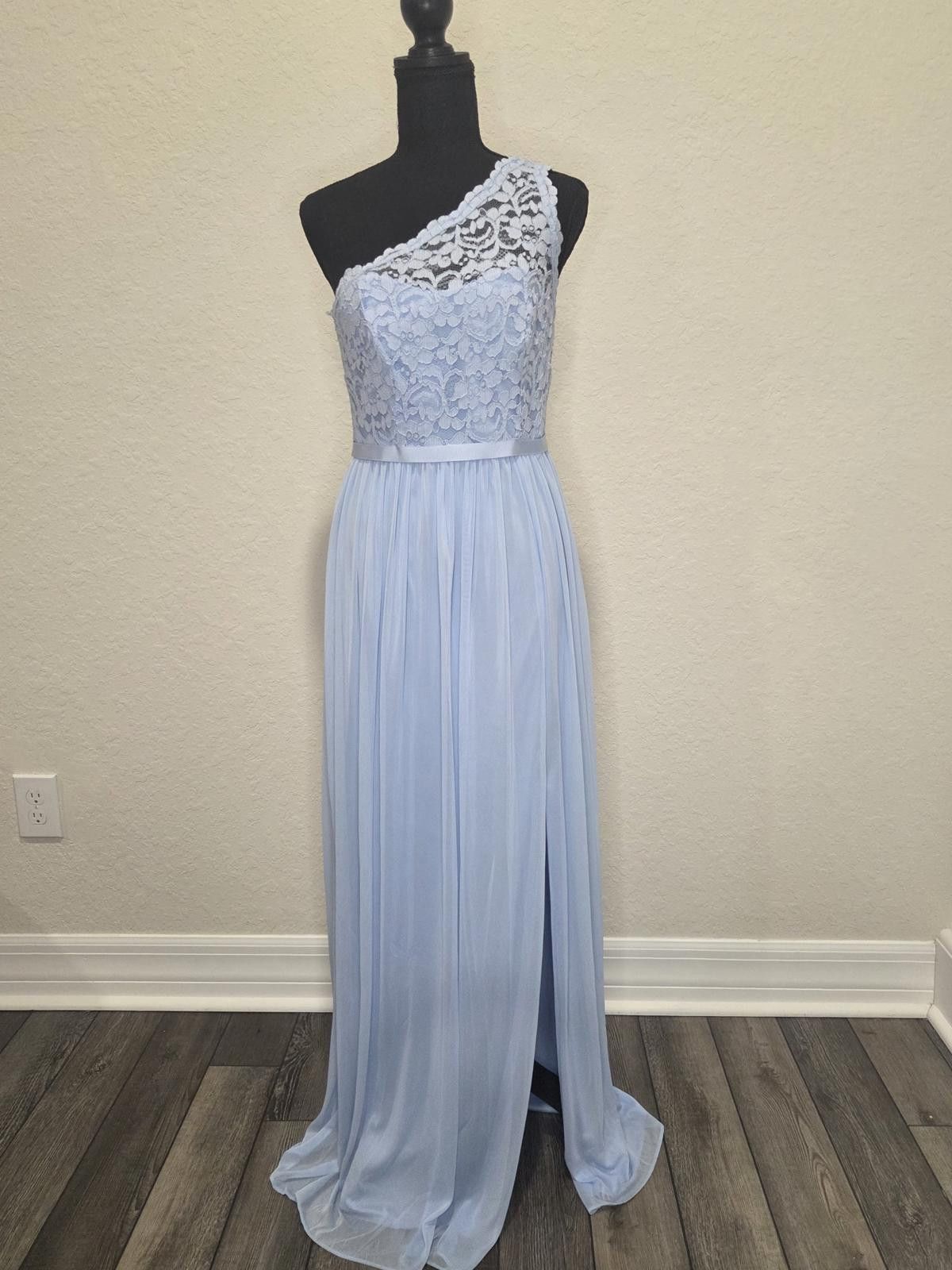 Designer David's Bridal One Shoulder Lace Mesh Dress -NWT (New) Size S / US 4 / IT 40 - 2 Thumbnail