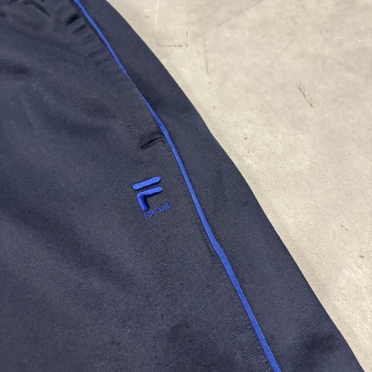 Japanese Brand × Vintage Crazy Vintage Y2K/2000s Baggy Navy Blue Blue Striped Streetwear Essential Track Pants! Size US 36 / EU 52 - 5 Thumbnail