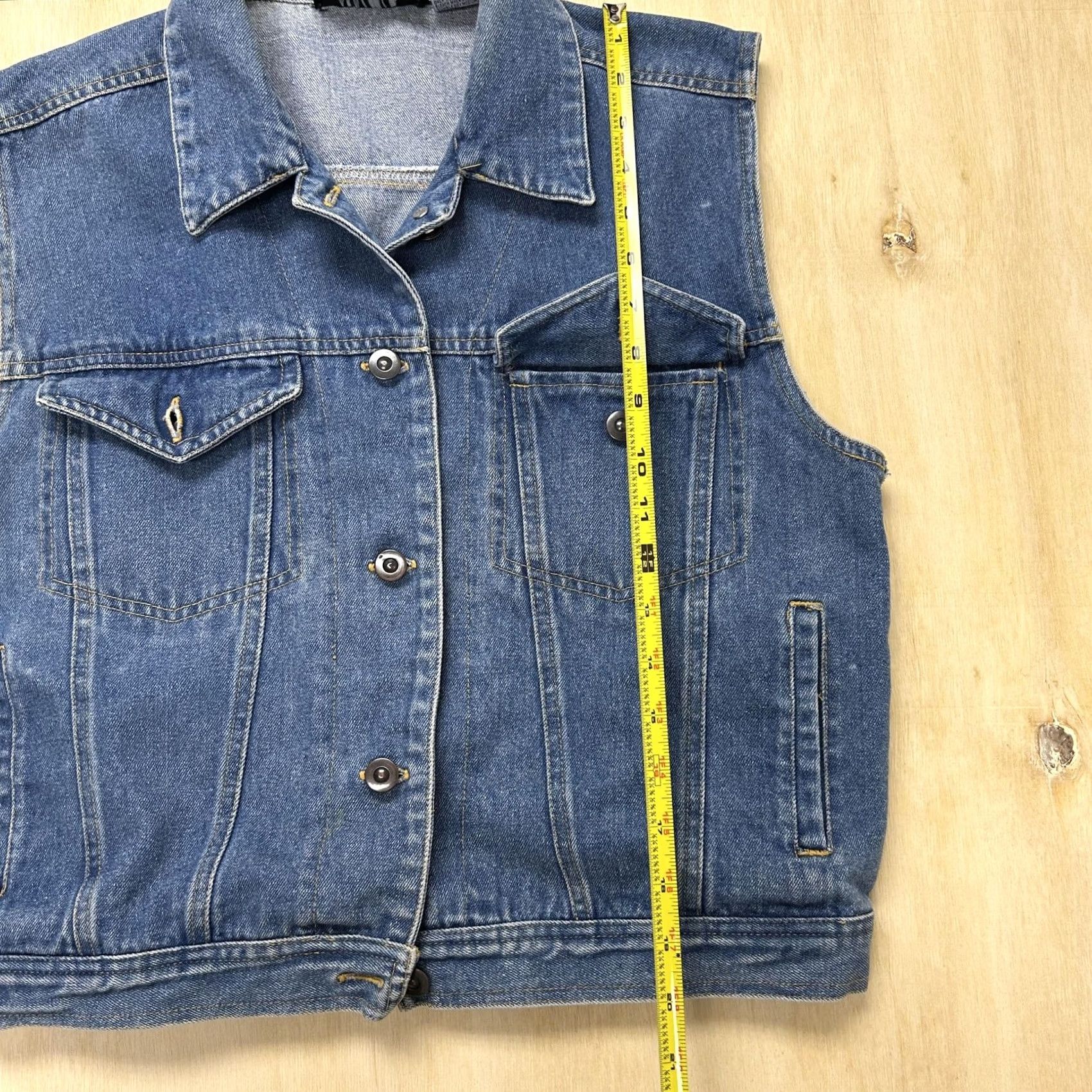 Denime Y2K Rue Twenty-One Vest Womens Medium Blue Denim Button Front Collared Pockets Size M / US 6-8 / IT 42-44 - 2 Thumbnail