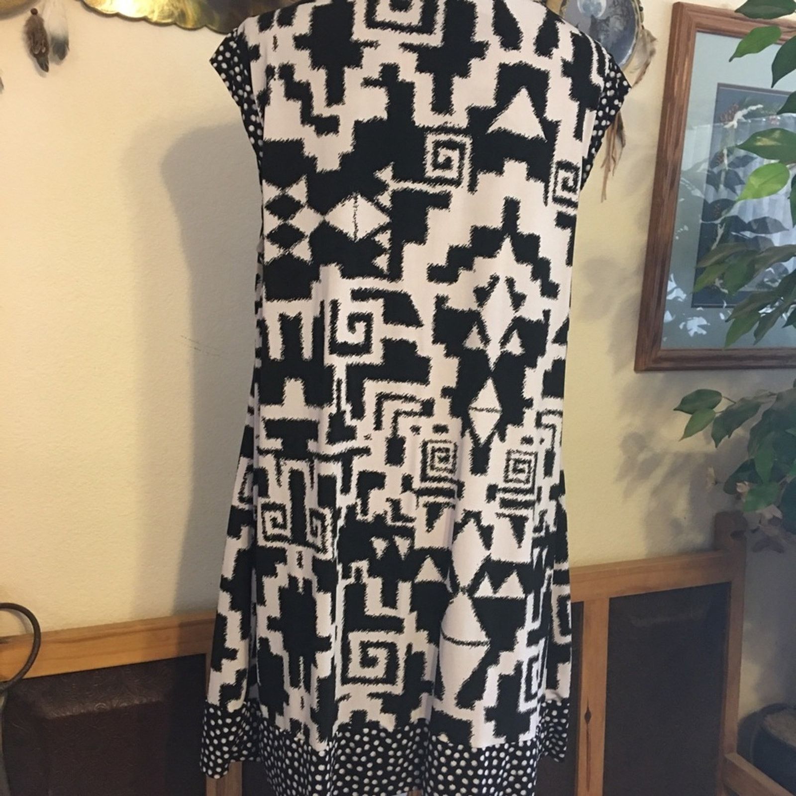 Alfani Alfani geometric print black/white tunic top dress Size XL / US 12-14 / IT 48-50 - 5 Thumbnail
