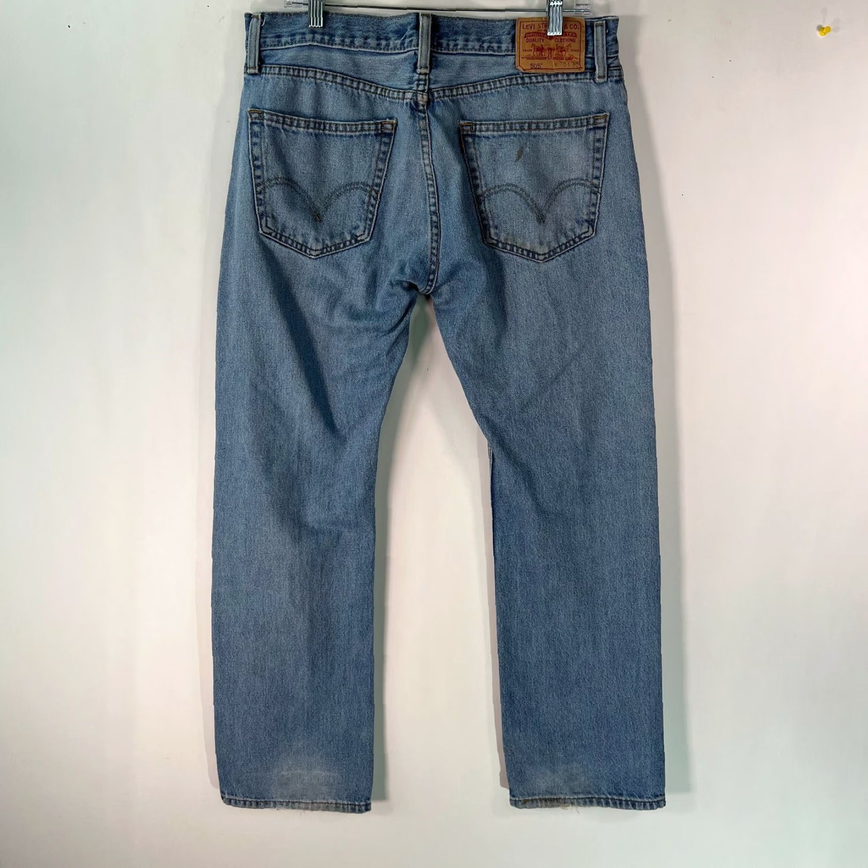 Levi's Levi's 505 Jeans Mens Straight Denim Blue 33X30 Regular 5-Pocket Zipper Button Belt Loops Belt Loops 100% Cotton Stretch Modern Daywear Size US 33 - 2 Thumbnail