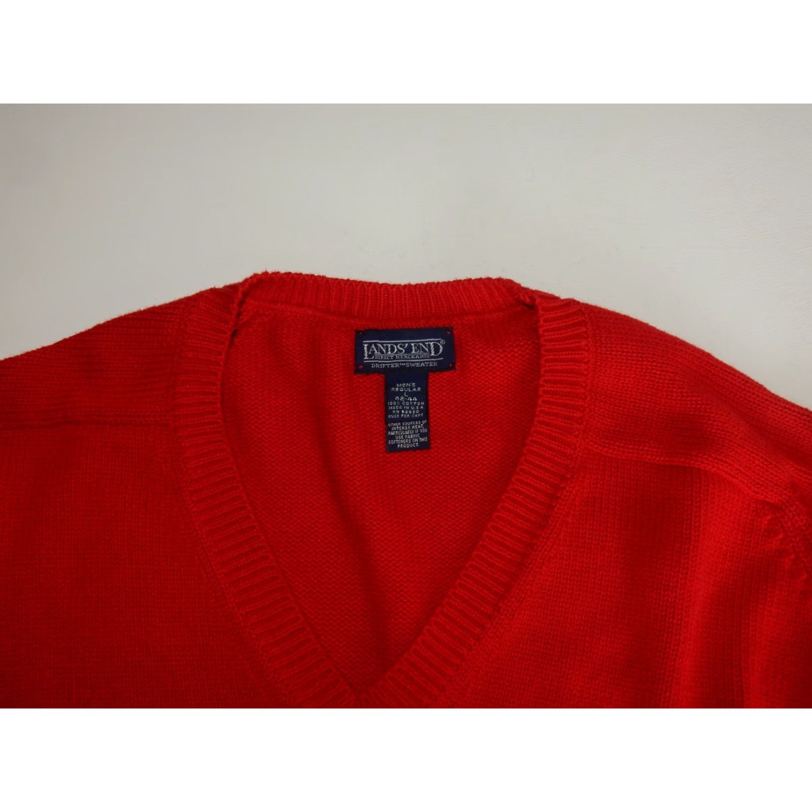 Lands' End VINTAGE Lands' End Cotton Sweater Pullover Size L Red Mens USA Made Size US L / EU 52-54 / 3 - 3 Thumbnail